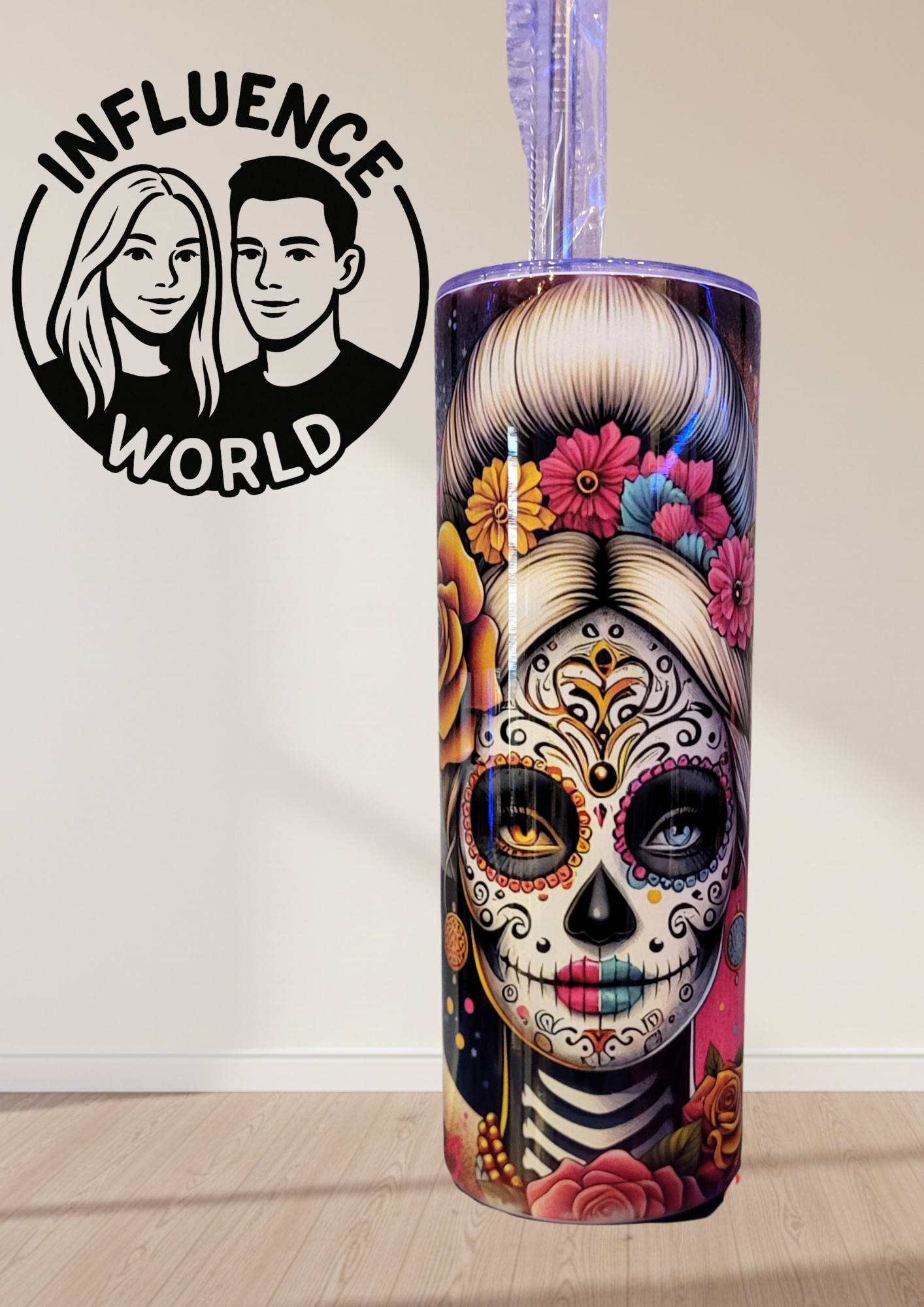20 OZ sublimierter Tumbler Alubecher für Warm und Kaltgetränke Motiv La Catrina