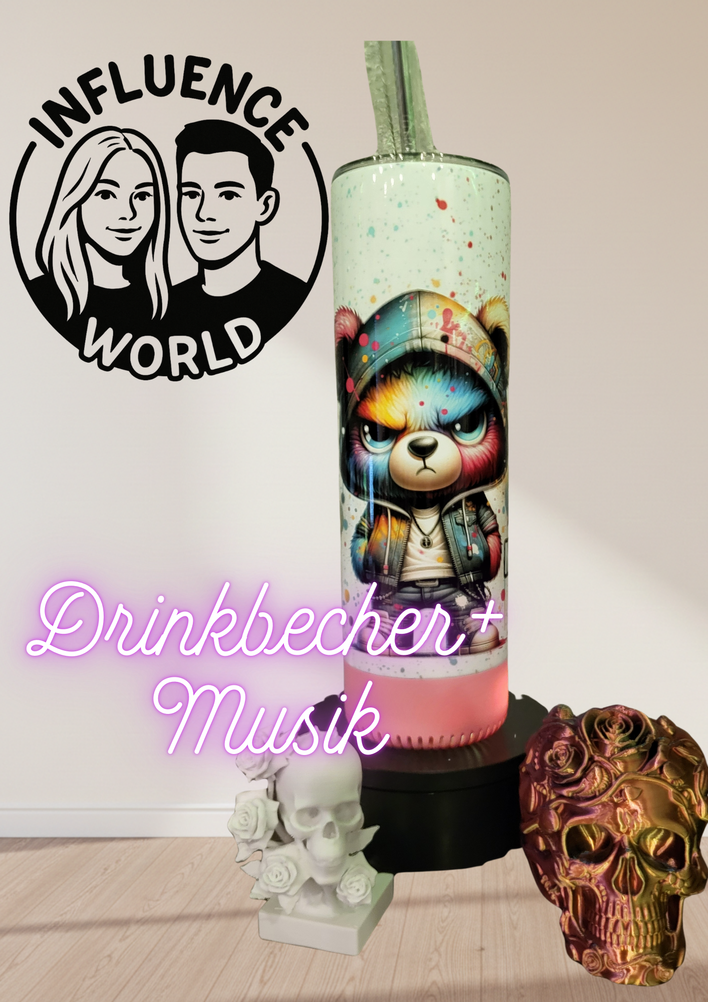 20 OZ sublimierter Tumbler Alubecher MIT SOUNDBOX für Warm und Kaltgetränke Motiv Mittelfingerisch