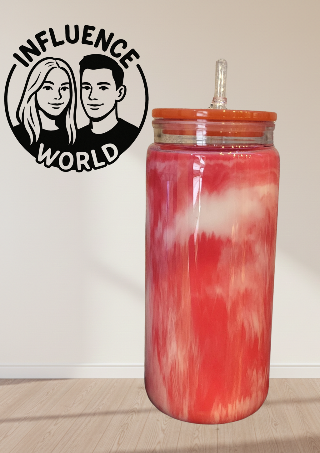 Milkshake Edition RED WHITE Flow 20oz mit Motiv Snowglobetumbler Unikat