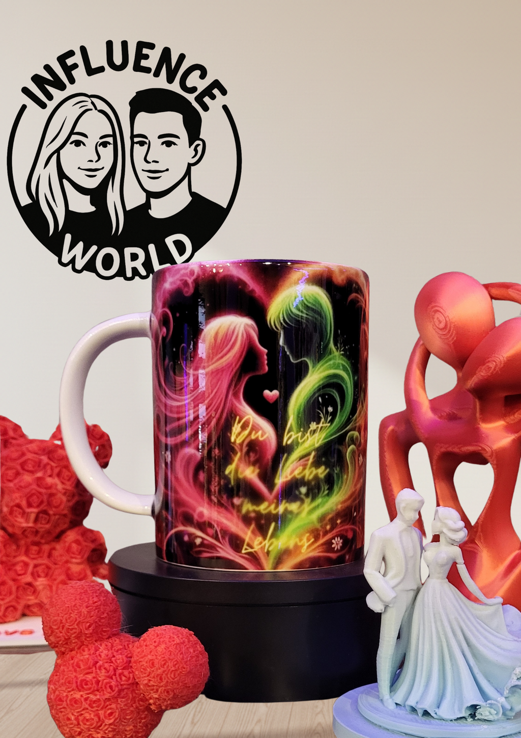 Fest der Liebe Valentinstag Tasse Motiv Neonherz