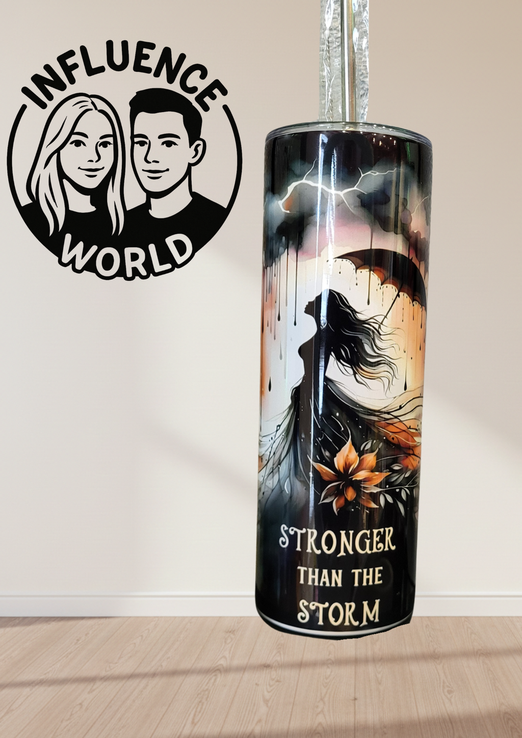 20 OZ sublimierter Tumbler Alubecher für Warm und Kaltgetränke Motiv Stronger than the storm