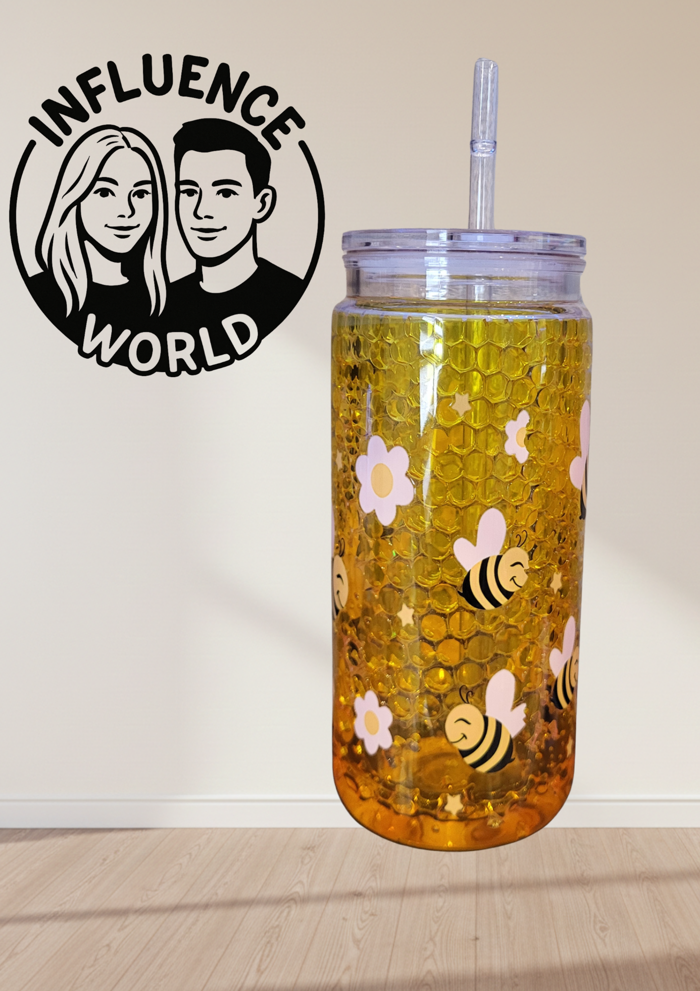 Honeyswirl Edition Biene Motiv 20oz Snowglobetumbler Unikat
