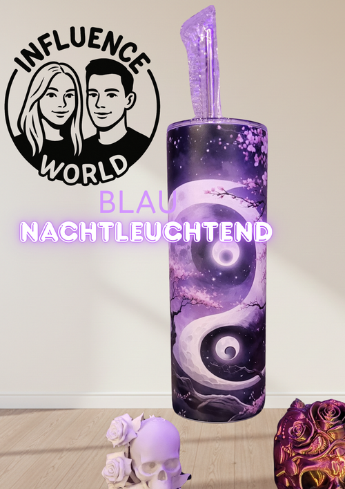 20 OZ Nachtleuchtender sublimierter Tumbler Alubecher für Warm und Kaltgetränke Motiv Yin Yang