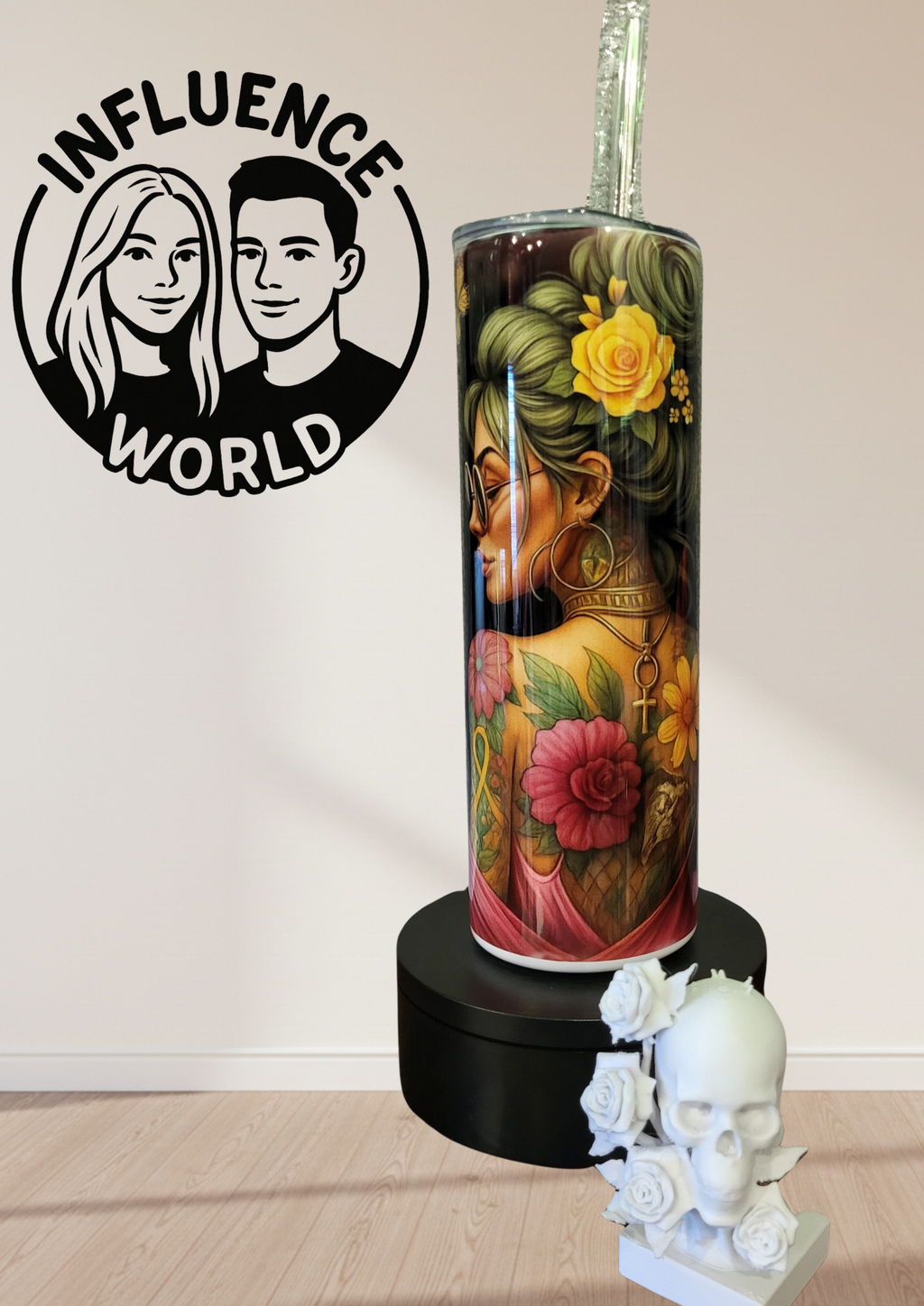 20 OZ sublimierter Tumbler Alubecher für Warm und Kaltgetränke Motiv Weinglas Chicka