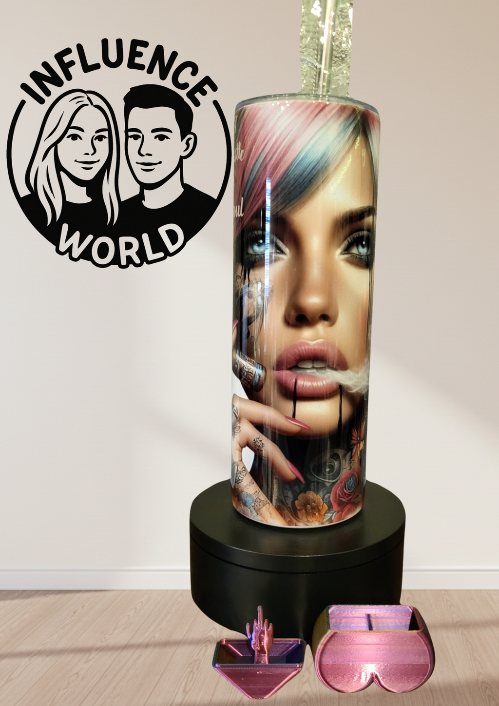 20 OZ sublimierter Tumbler Alubecher für Warm und Kaltgetränke Motiv Frau mit Cigarre