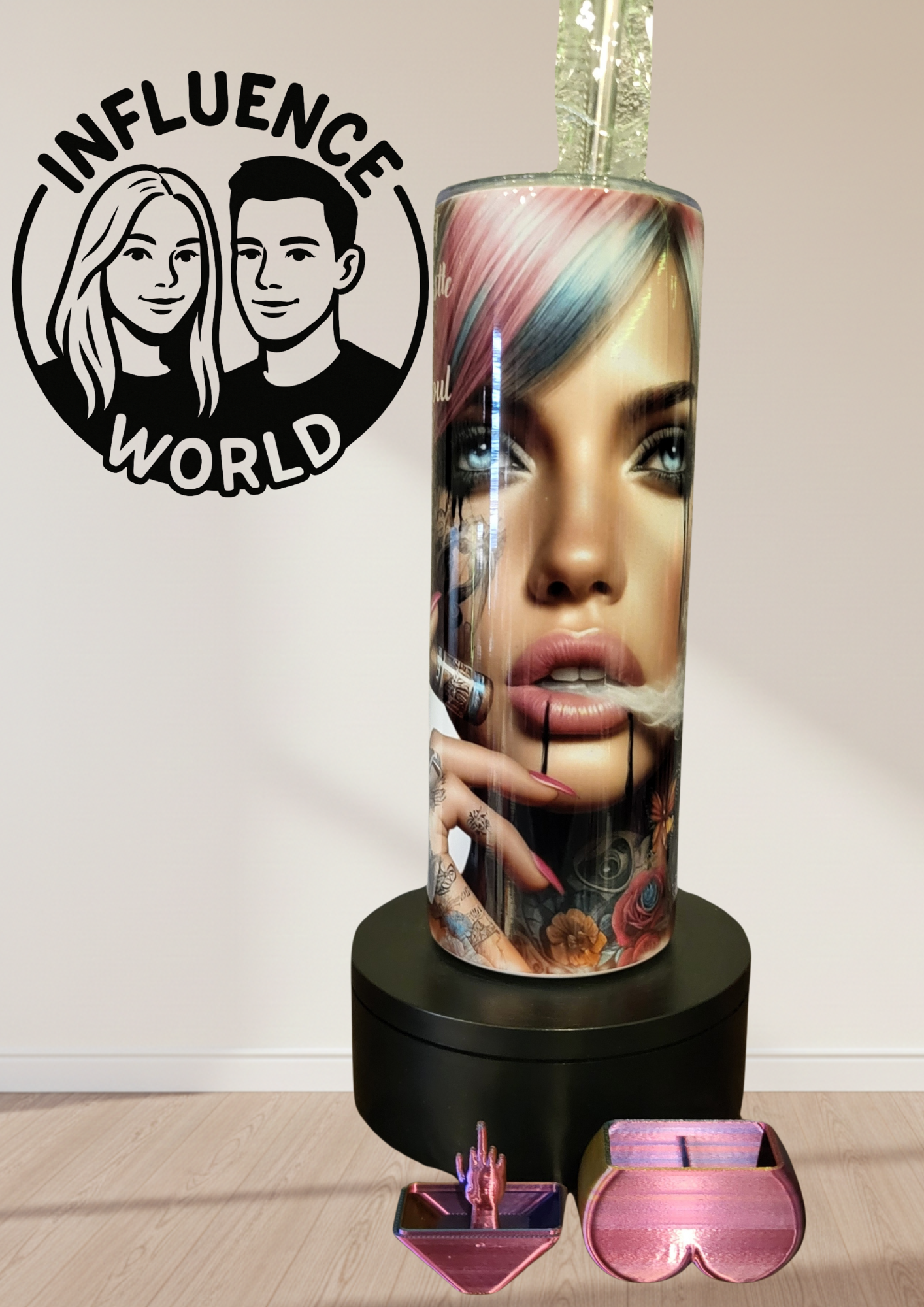 20 OZ sublimierter Tumbler Alubecher für Warm und Kaltgetränke Motiv Frau mit Cigarre