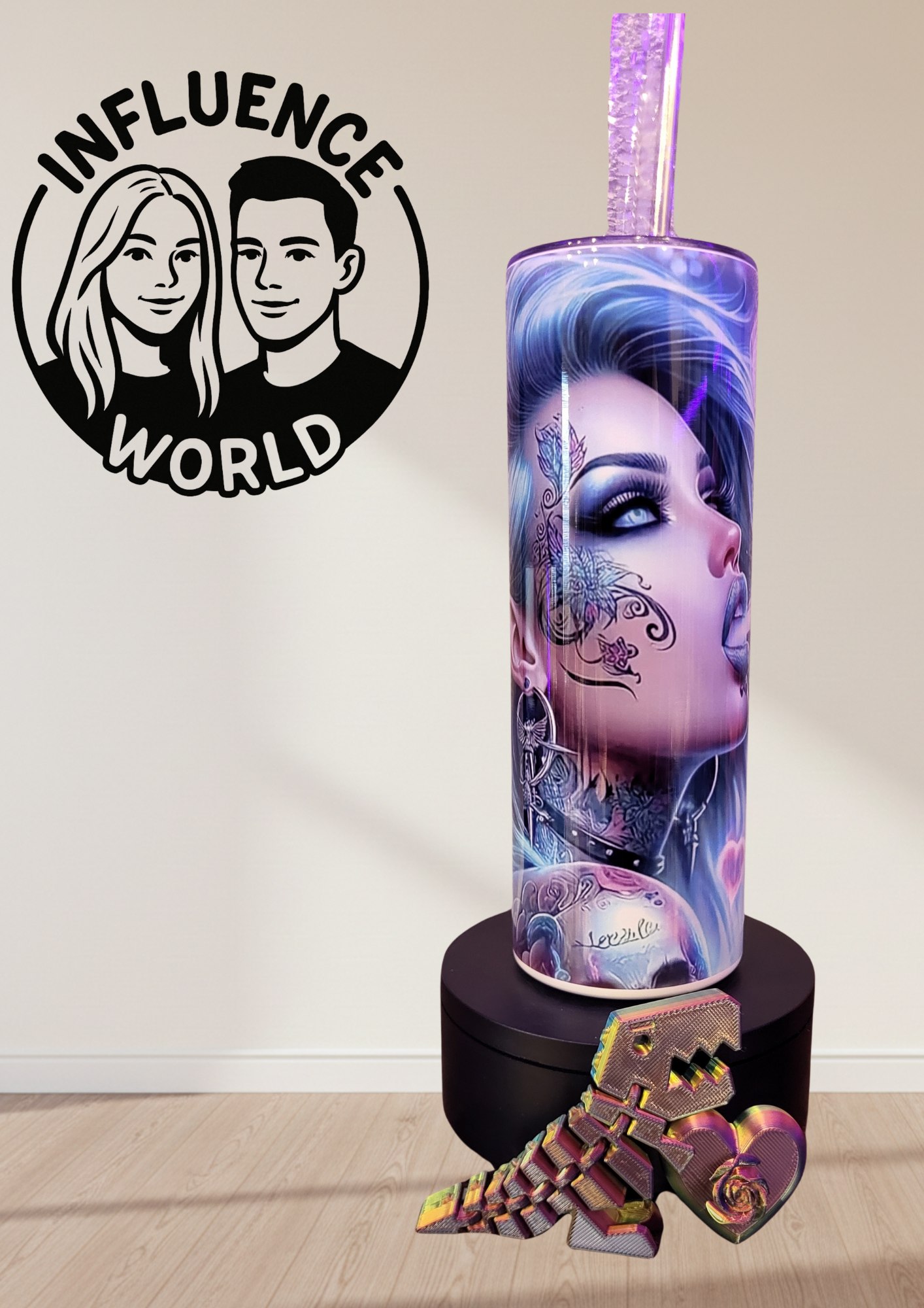 20 OZ sublimierter Tumbler Alubecher für Warm und Kaltgetränke Motiv Smoky Lady