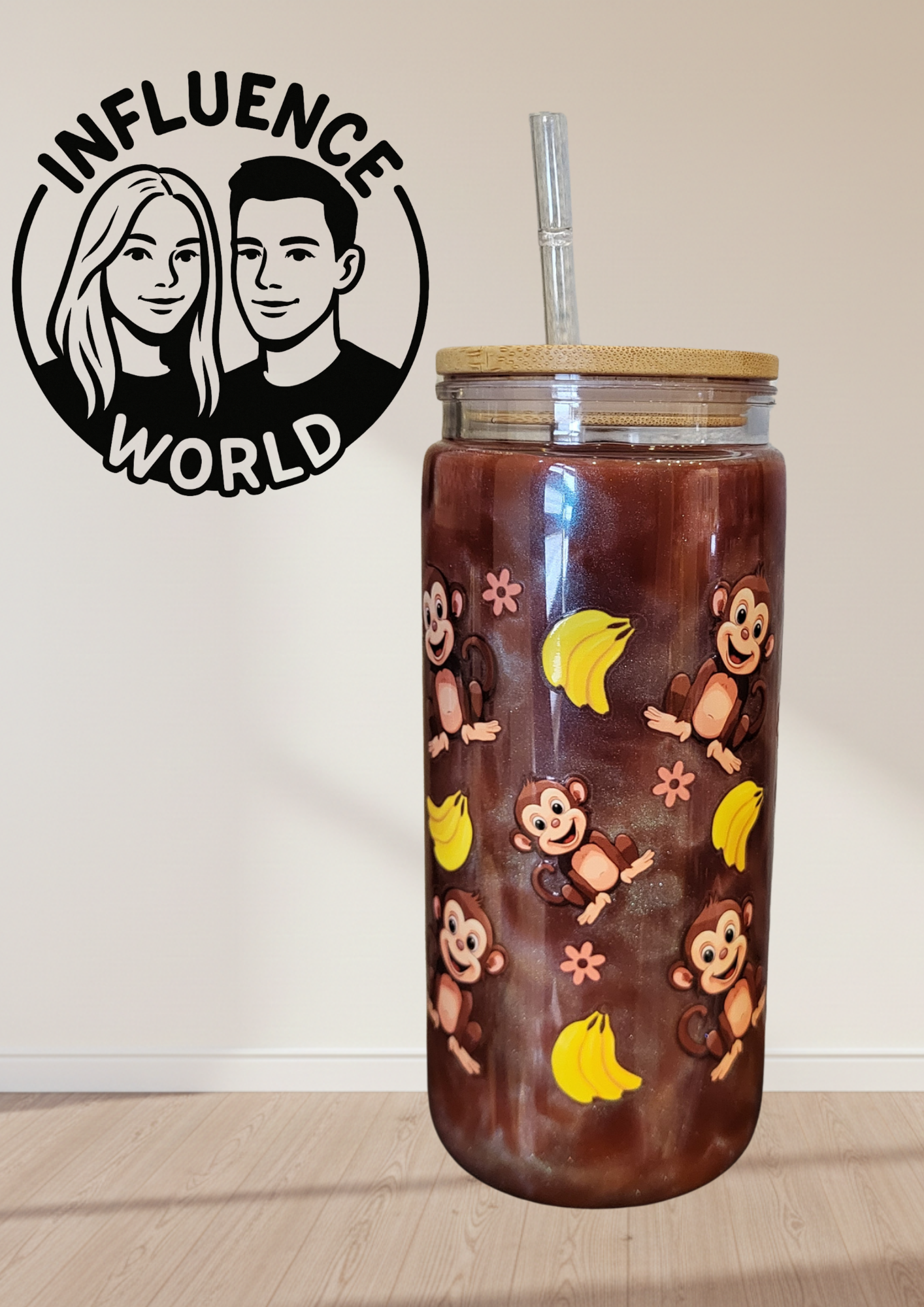 Cateye Edition Monkey Motiv 20oz Snowglobetumbler Unikat