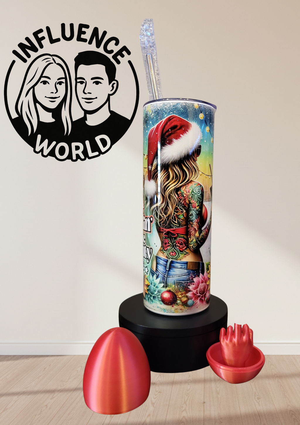 20 OZ sublimierter Tumbler Alubecher für Warm und Kaltgetränke Motiv Naughty List Santa