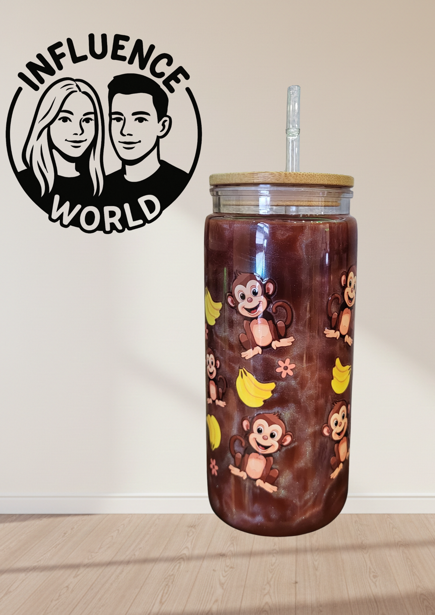Cateye Edition Monkey Motiv 20oz Snowglobetumbler Unikat