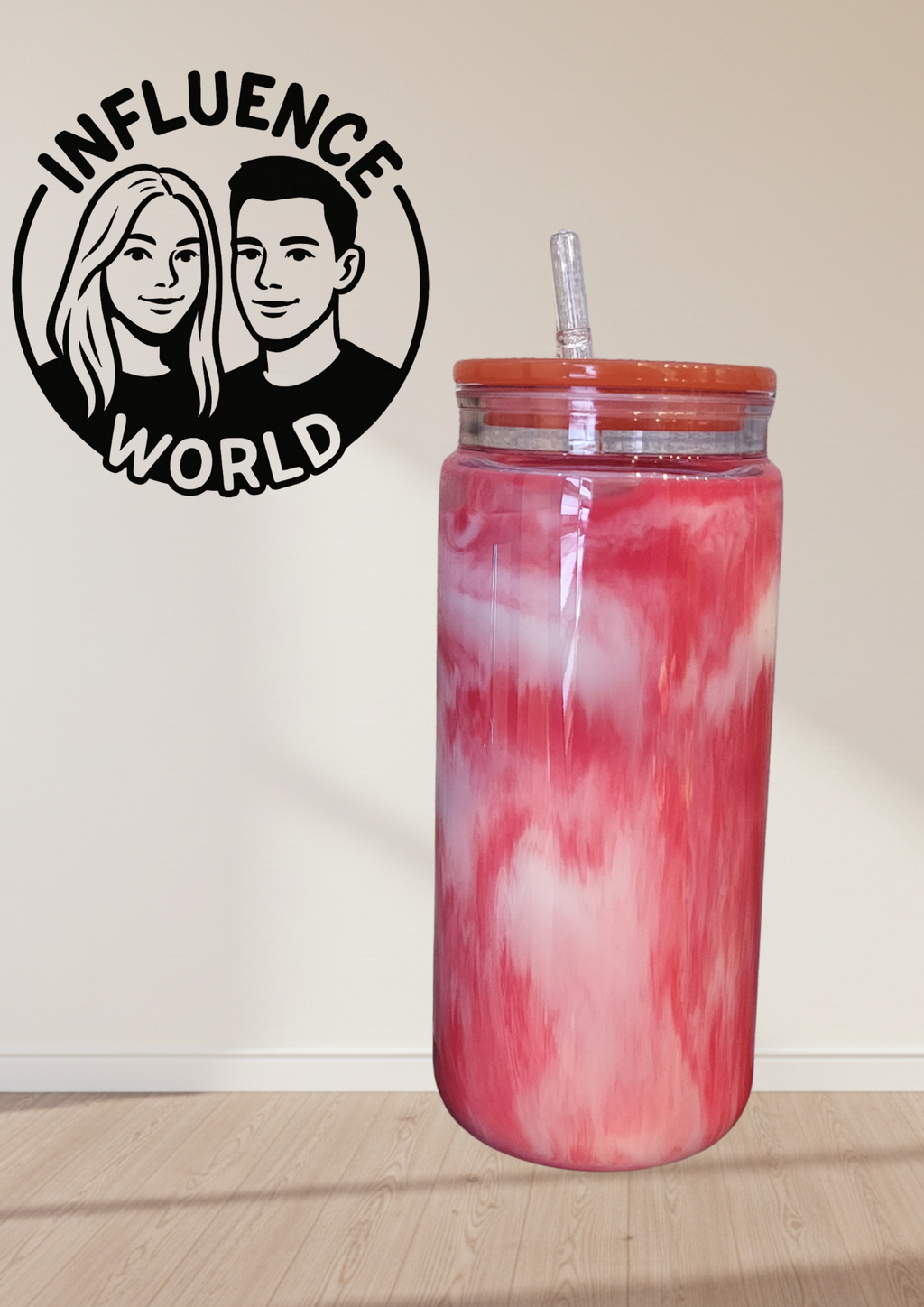 Milkshake Edition RED WHITE Flow 20oz mit Motiv Snowglobetumbler Unikat