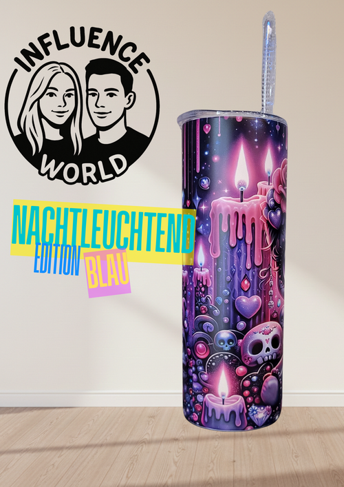 20 OZ Nachtleuchtender sublimierter Tumbler Alubecher für Warm und Kaltgetränke Motiv La Catrina