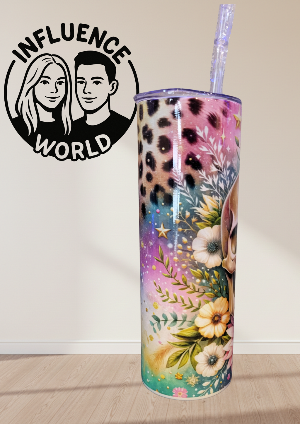 20 OZ sublimierter Tumbler Alubecher für Warm und Kaltgetränke Motiv Totenkopf Leo Print