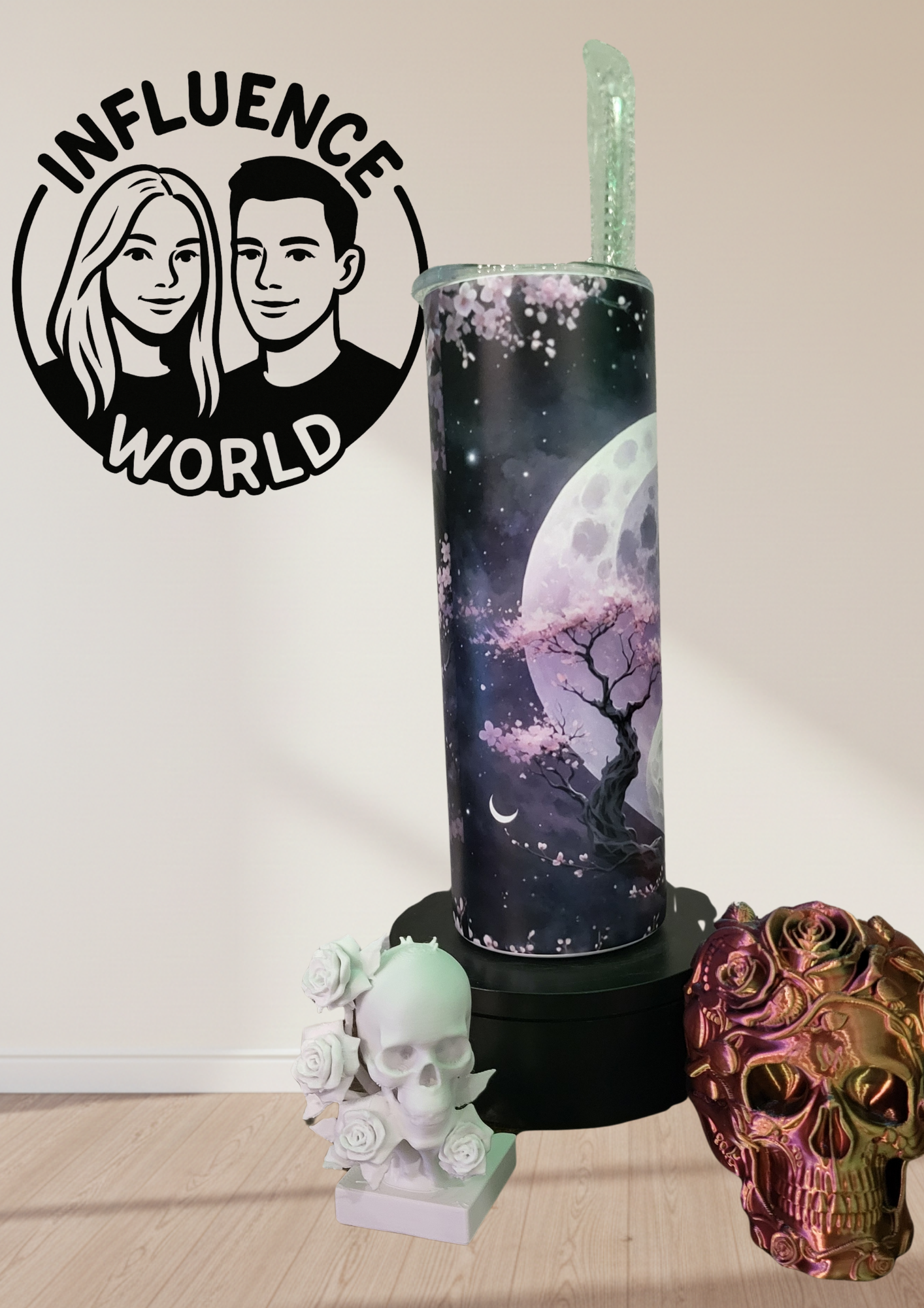 20 OZ Nachtleuchtender sublimierter Tumbler Alubecher für Warm und Kaltgetränke Motiv Yin Yang