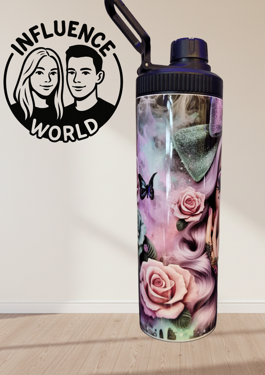 20 OZ sublimierter Tumbler mit Schraubverschluss  Alubecher für Warm und Kaltgetränke Motiv Halb Beaty Halb La Catrina