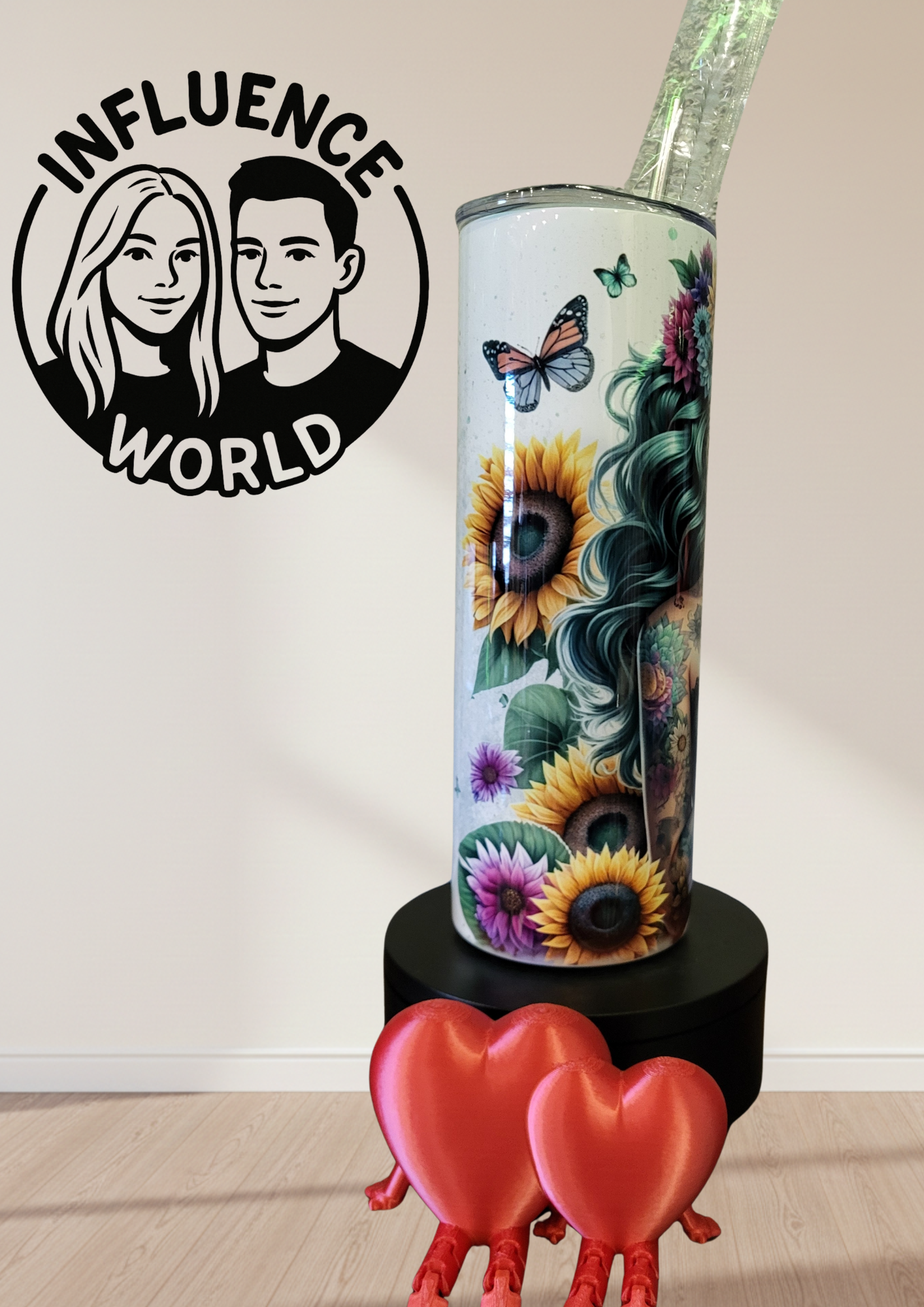 20 OZ sublimierter Tumbler Alubecher für Warm und Kaltgetränke Motiv La Catrina mit Totenkopf