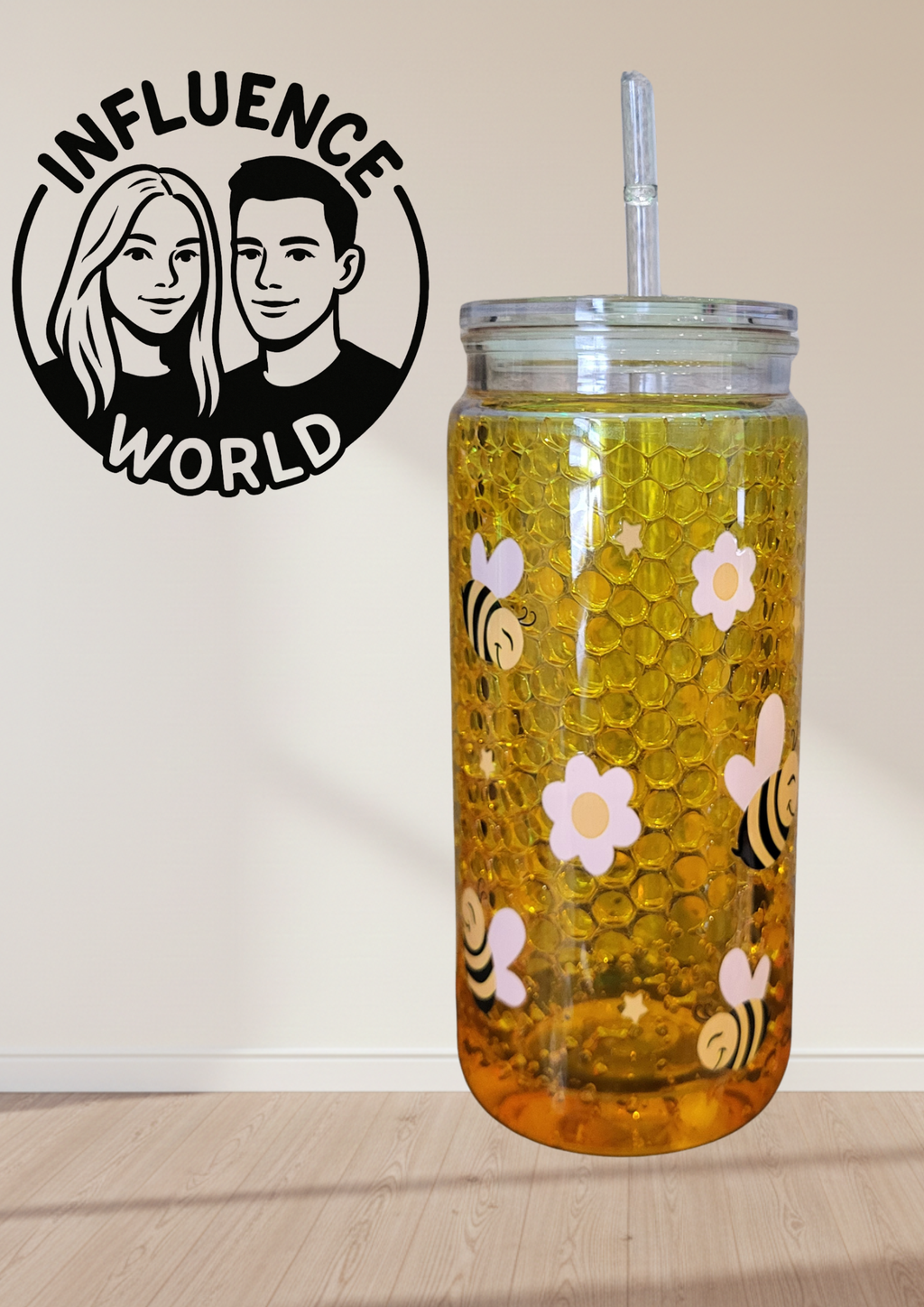 Honeyswirl Edition Biene Motiv 20oz Snowglobetumbler Unikat