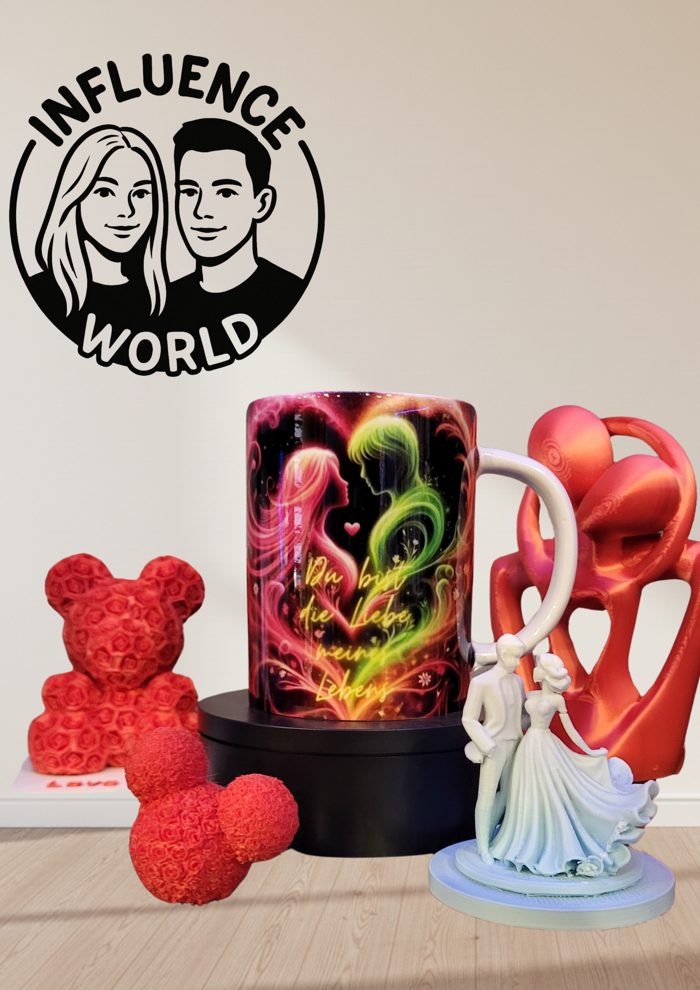 Fest der Liebe Valentinstag Tasse Motiv Neonherz