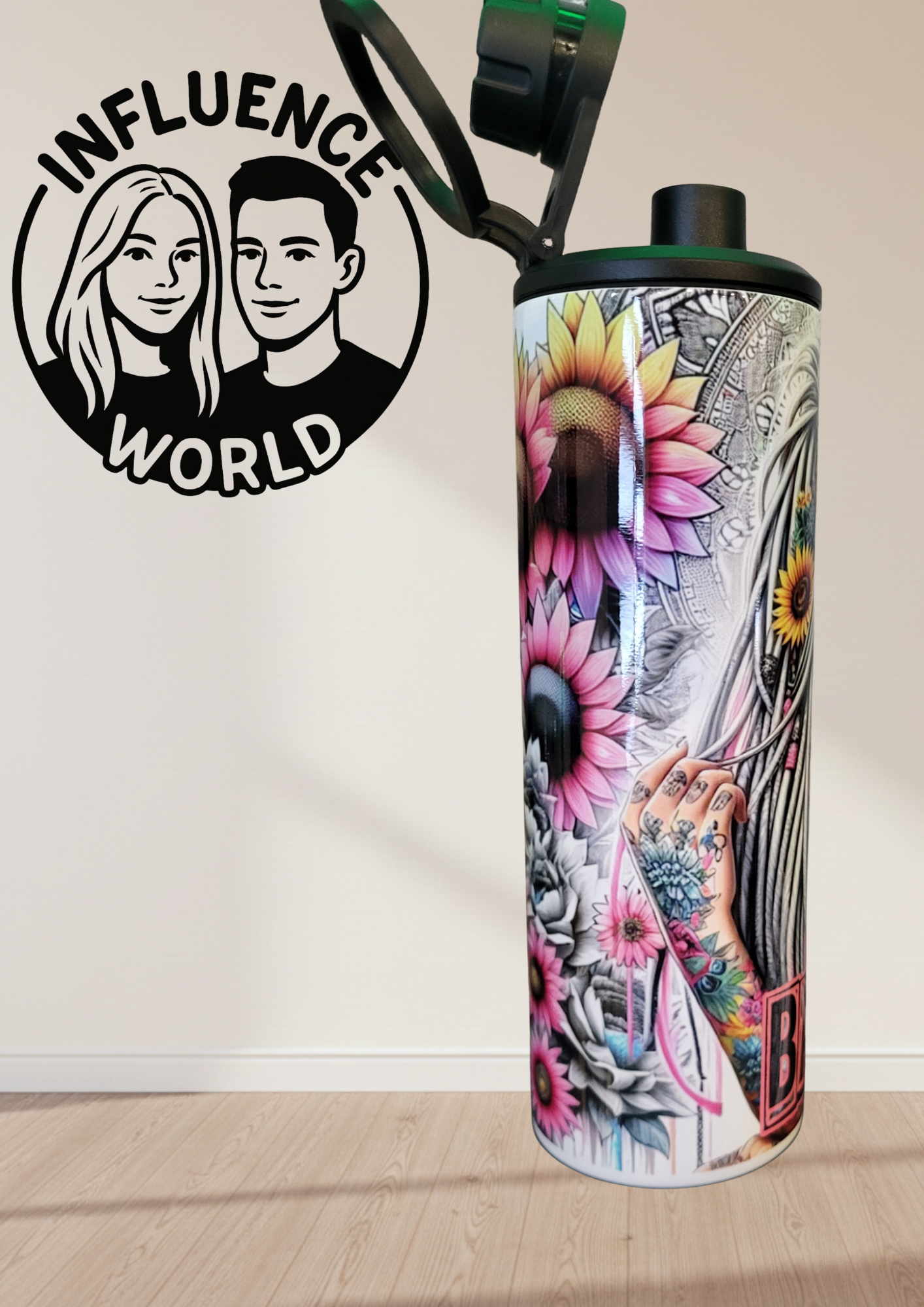 20 OZ sublimierter Tumbler mit Schraubverschluss  Alubecher für Warm und Kaltgetränke Motiv BadAss