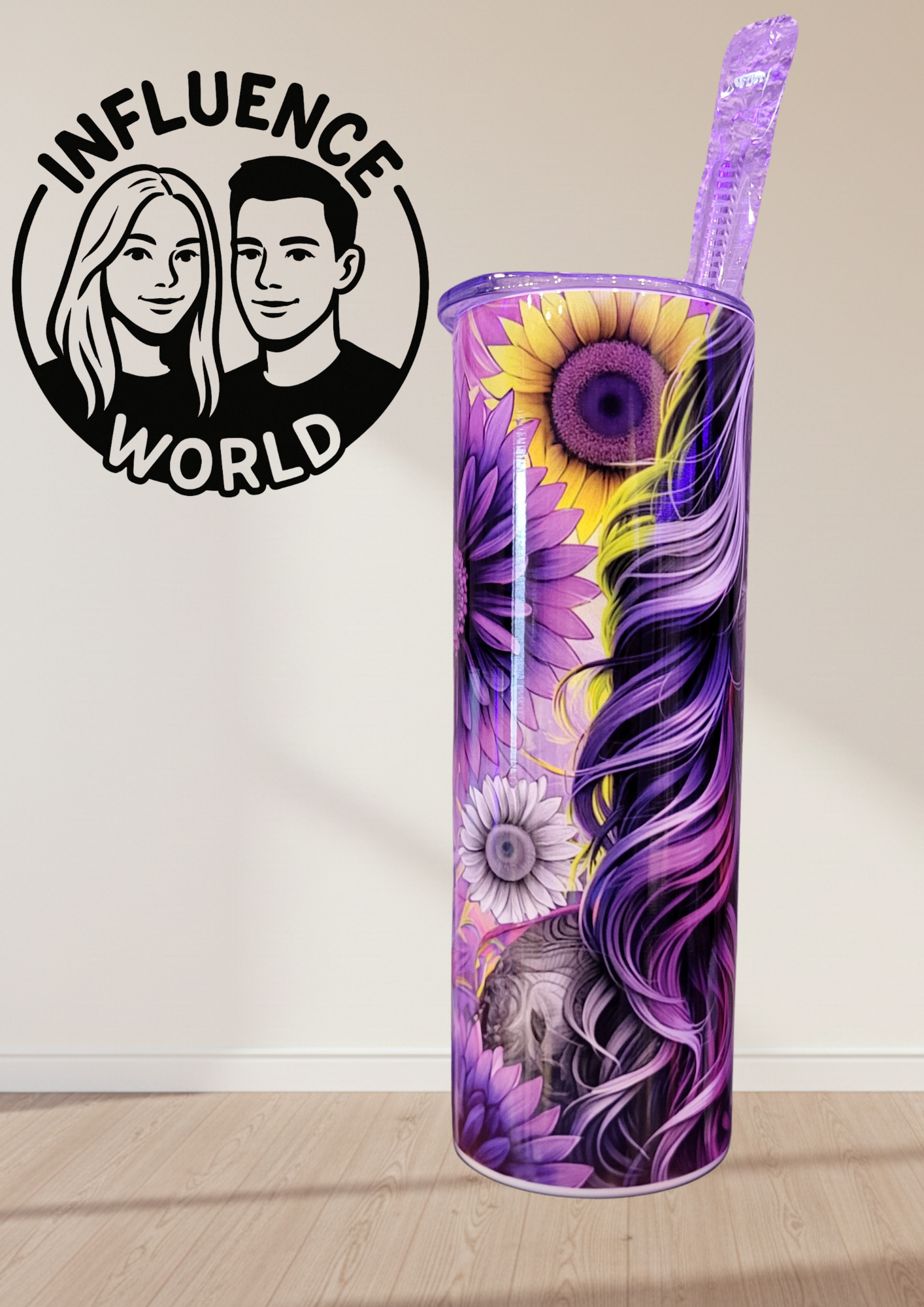20 OZ sublimierter Tumbler Alubecher für Warm und Kaltgetränke Motiv Neon Finger