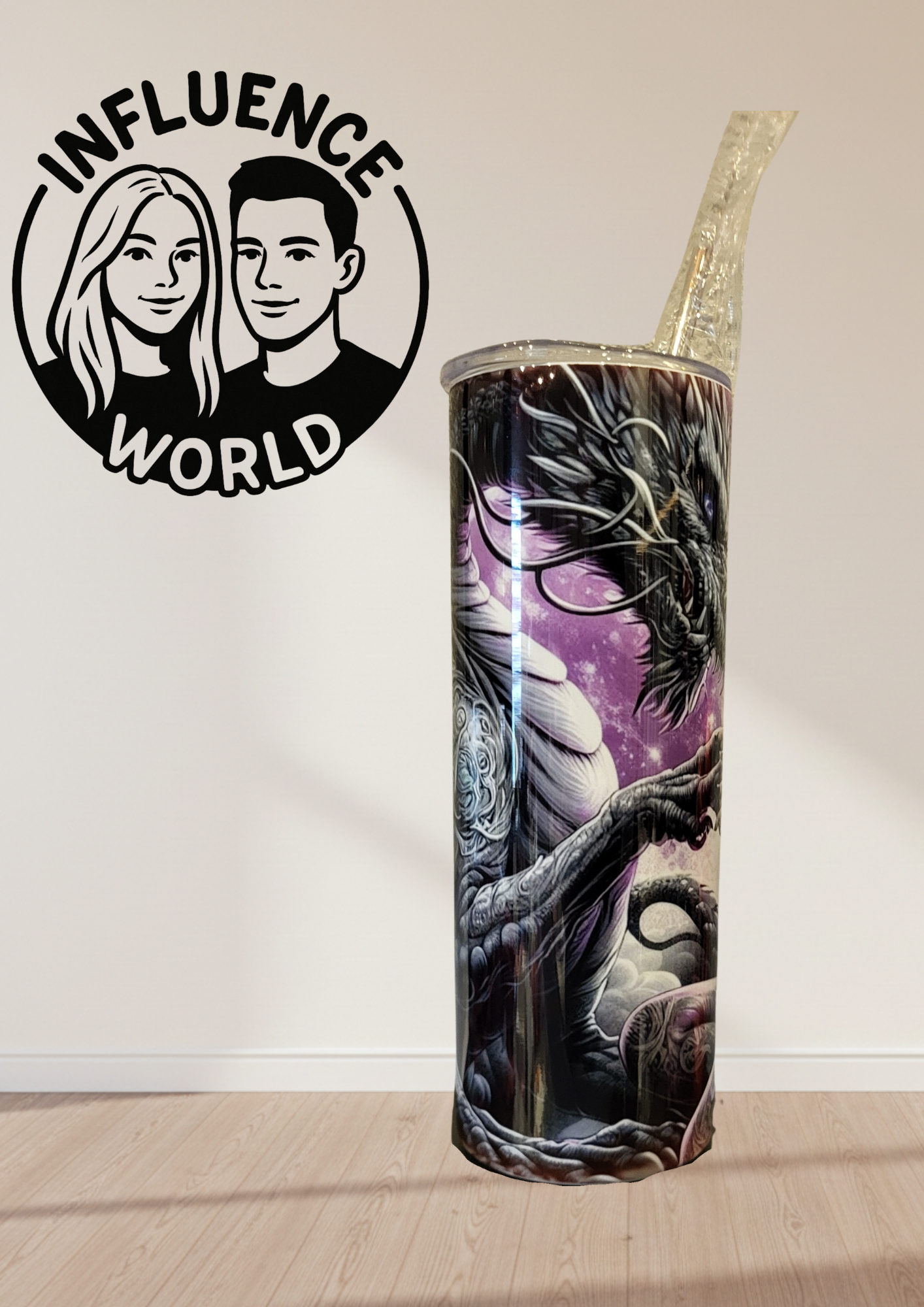 20 OZ sublimierter Tumbler Alubecher für Warm und Kaltgetränke Motiv Drachenpaar