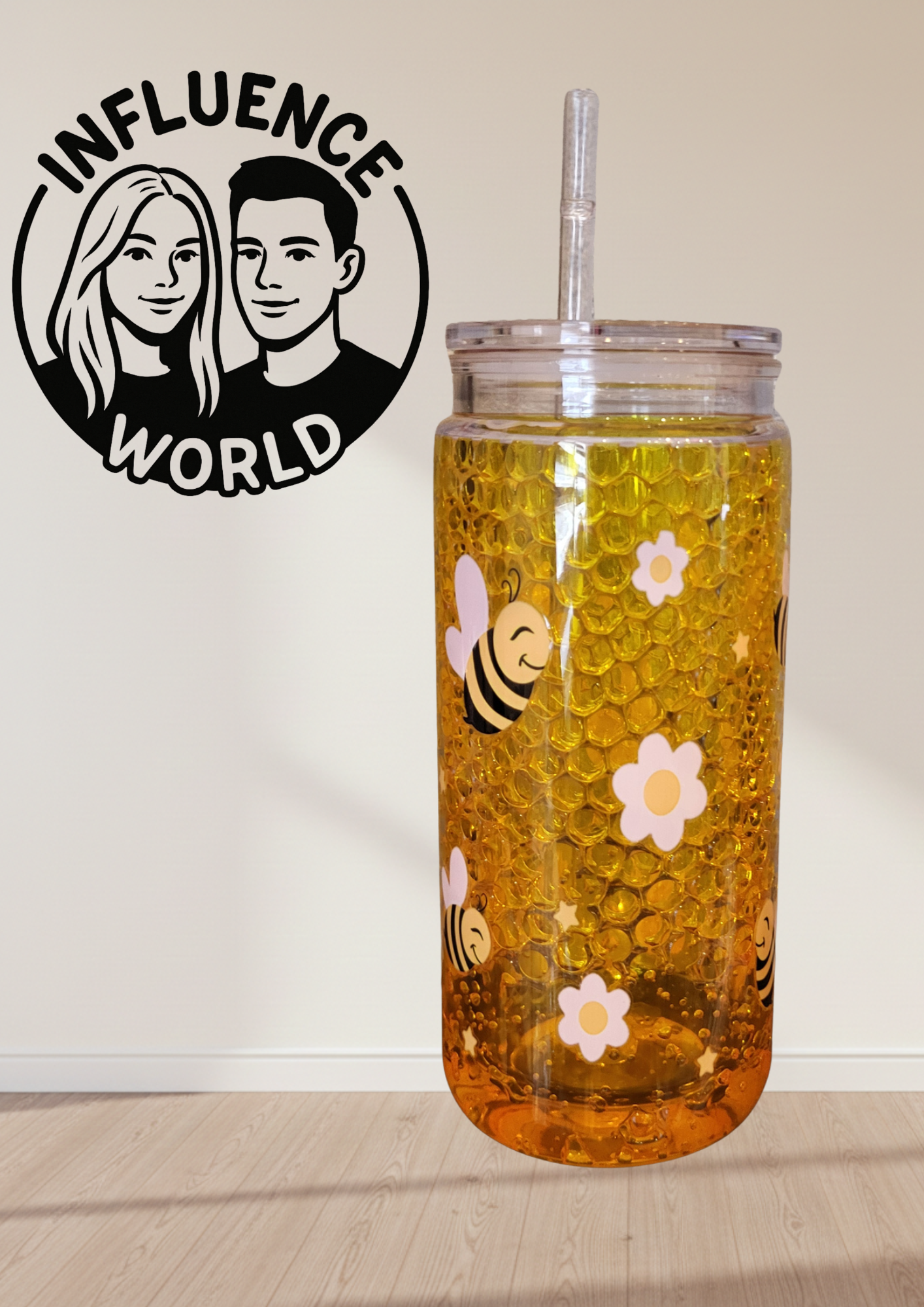 Honeyswirl Edition Biene Motiv 20oz Snowglobetumbler Unikat