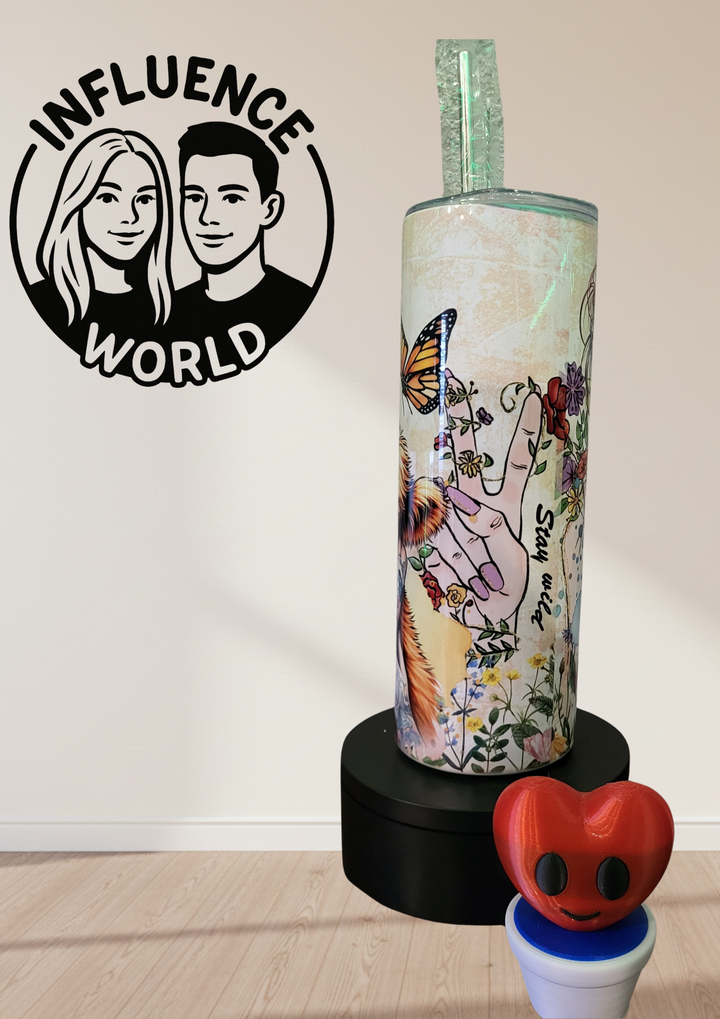 20 OZ sublimierter Tumbler Alubecher für Warm und Kaltgetränke Motiv Frau mit Kalb