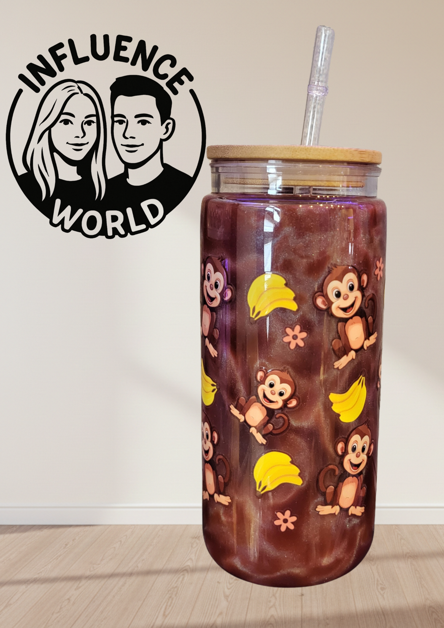 Cateye Edition Monkey Motiv 20oz Snowglobetumbler Unikat