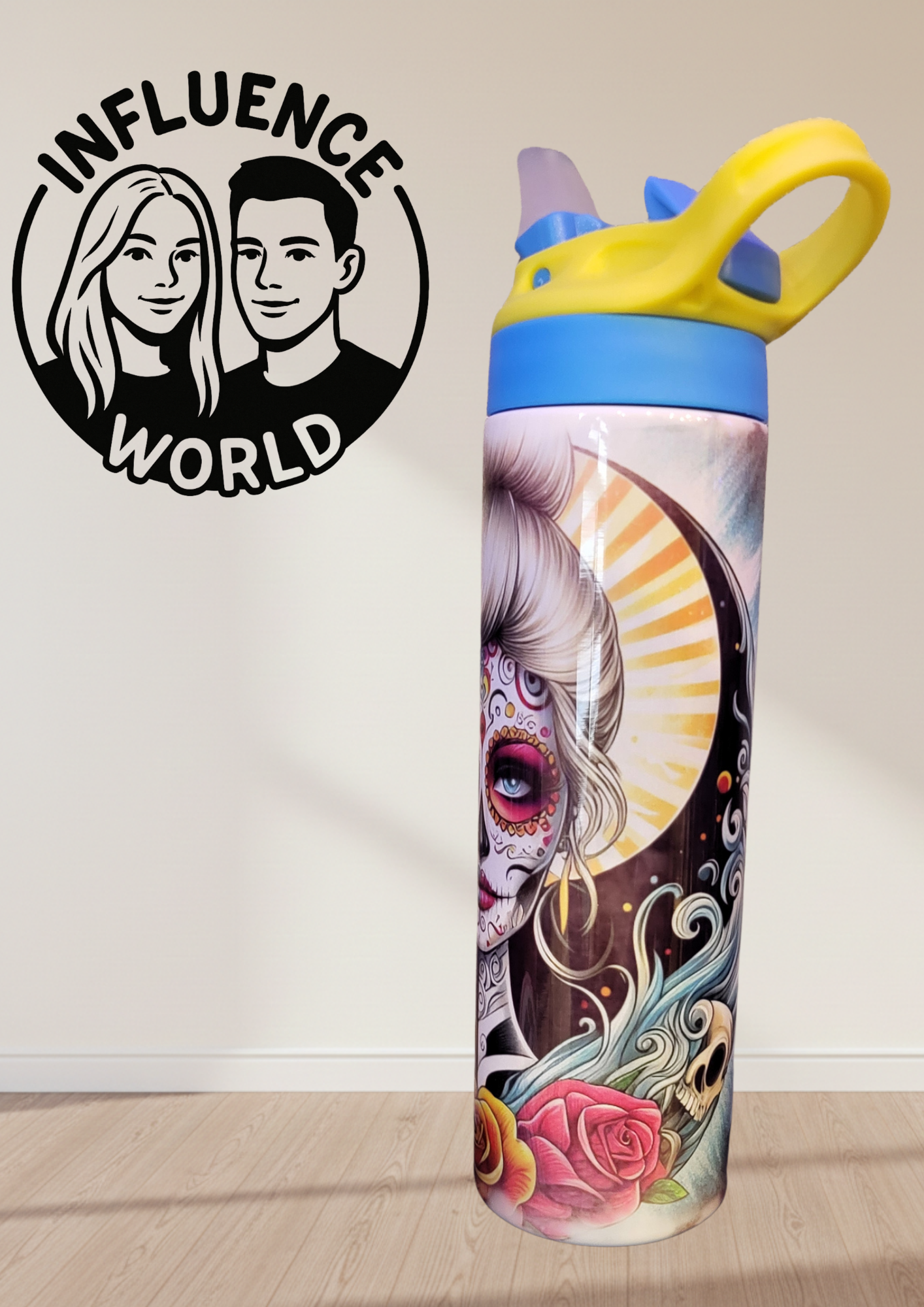 20 OZ sublimierter Tumbler Alubecher mit Popup für Warm und Kaltgetränke Motiv La Catrina