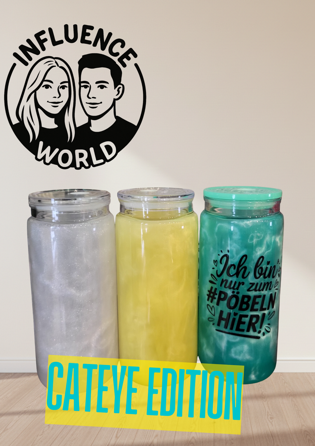 Cateye Edition mit Motiv möglich 20oz Snowglobetumbler Unikat