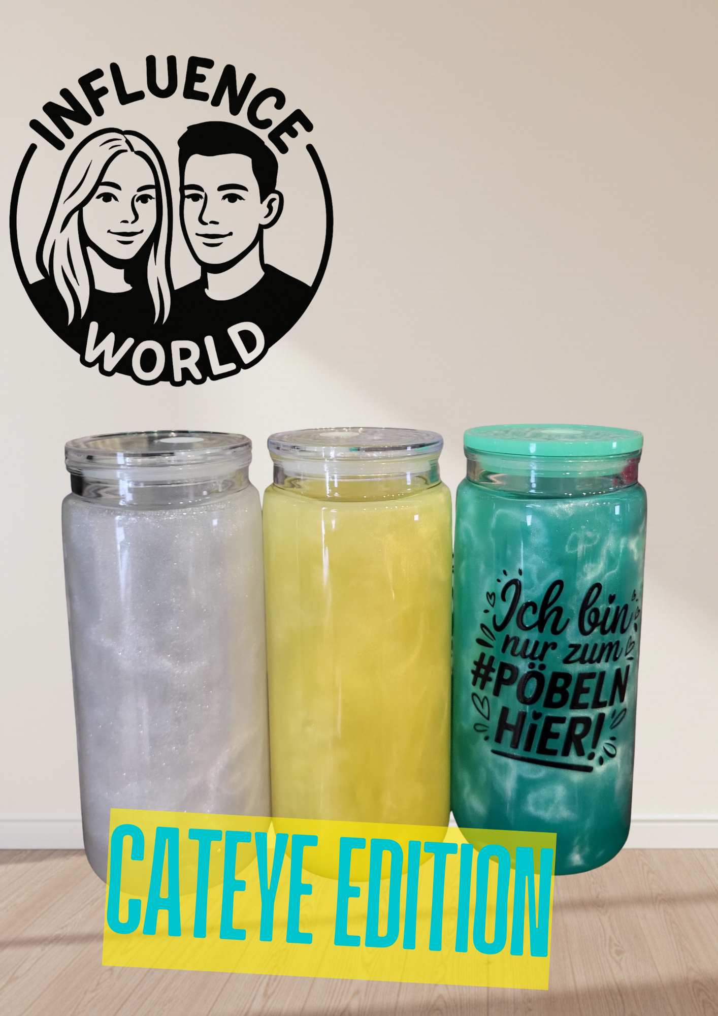Cateye Edition mit Motiv möglich 20oz Snowglobetumbler Unikat
