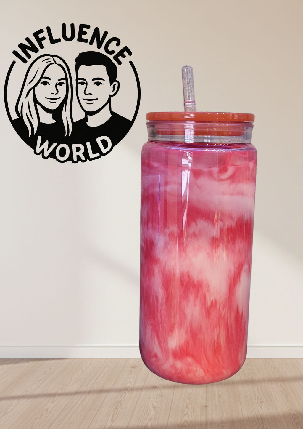 Milkshake Edition RED WHITE Flow 20oz mit Motiv Snowglobetumbler Unikat