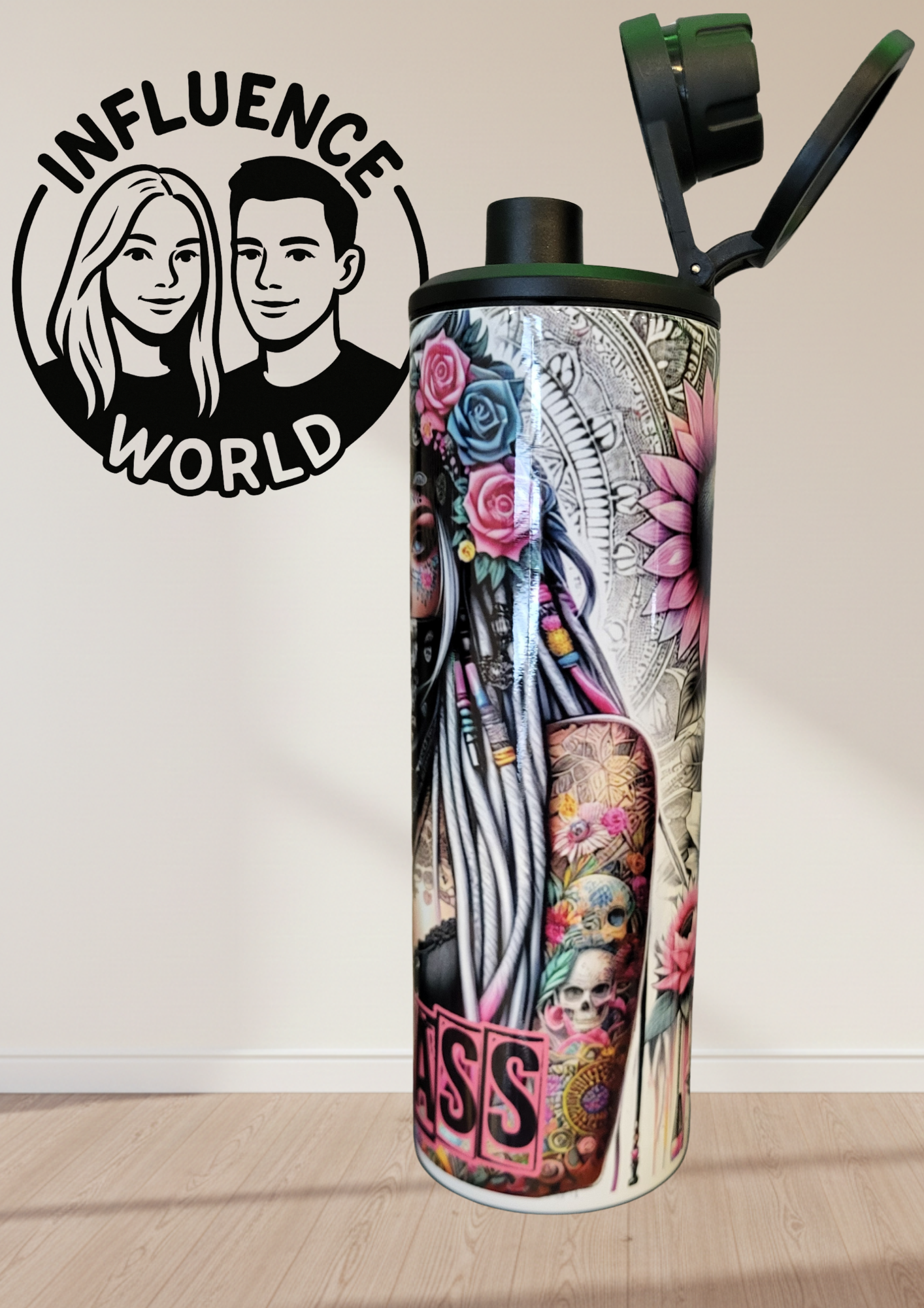 20 OZ sublimierter Tumbler mit Schraubverschluss  Alubecher für Warm und Kaltgetränke Motiv BadAss