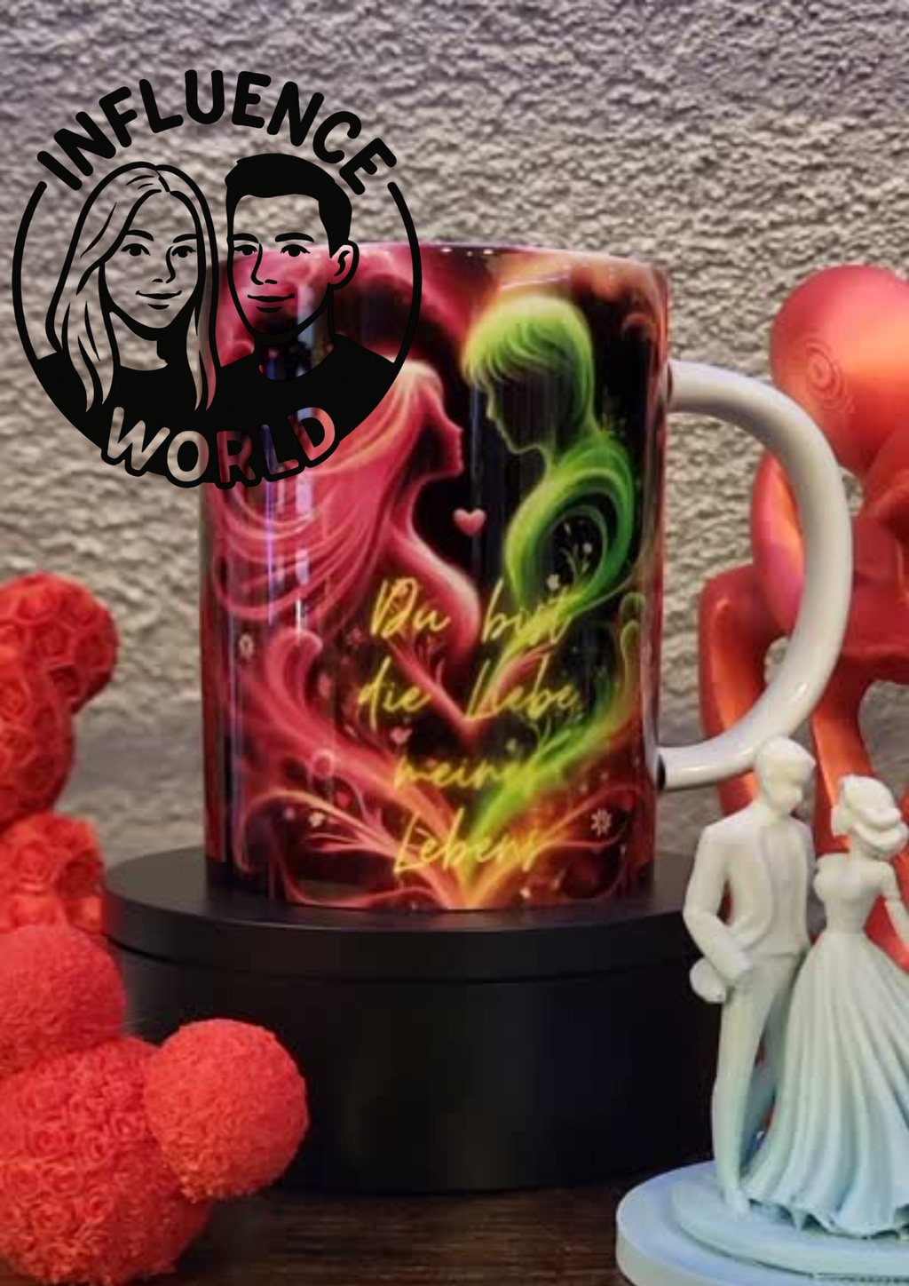 Fest der Liebe Valentinstag Tasse Motiv Neonherz