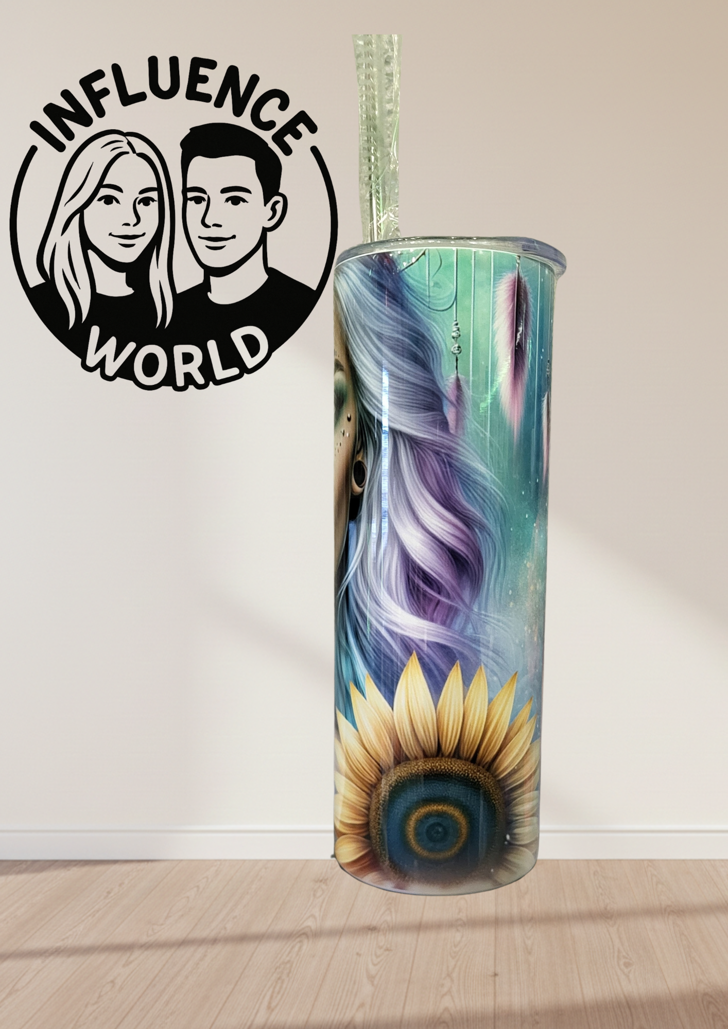 20 OZ sublimierter Tumbler Alubecher für Warm und Kaltgetränke Motiv Mittel Finger Sonnenblume