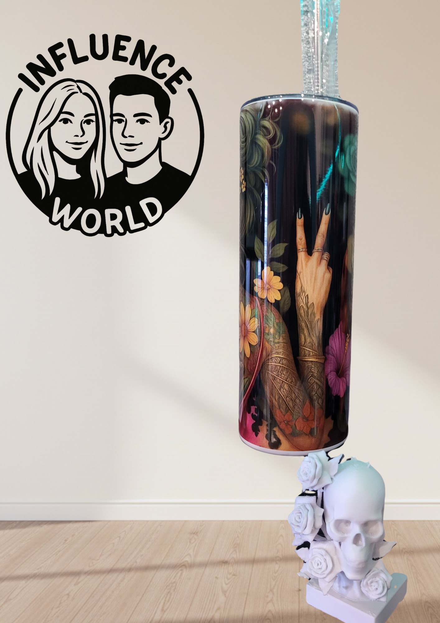 20 OZ sublimierter Tumbler Alubecher für Warm und Kaltgetränke Motiv Weinglas Chicka