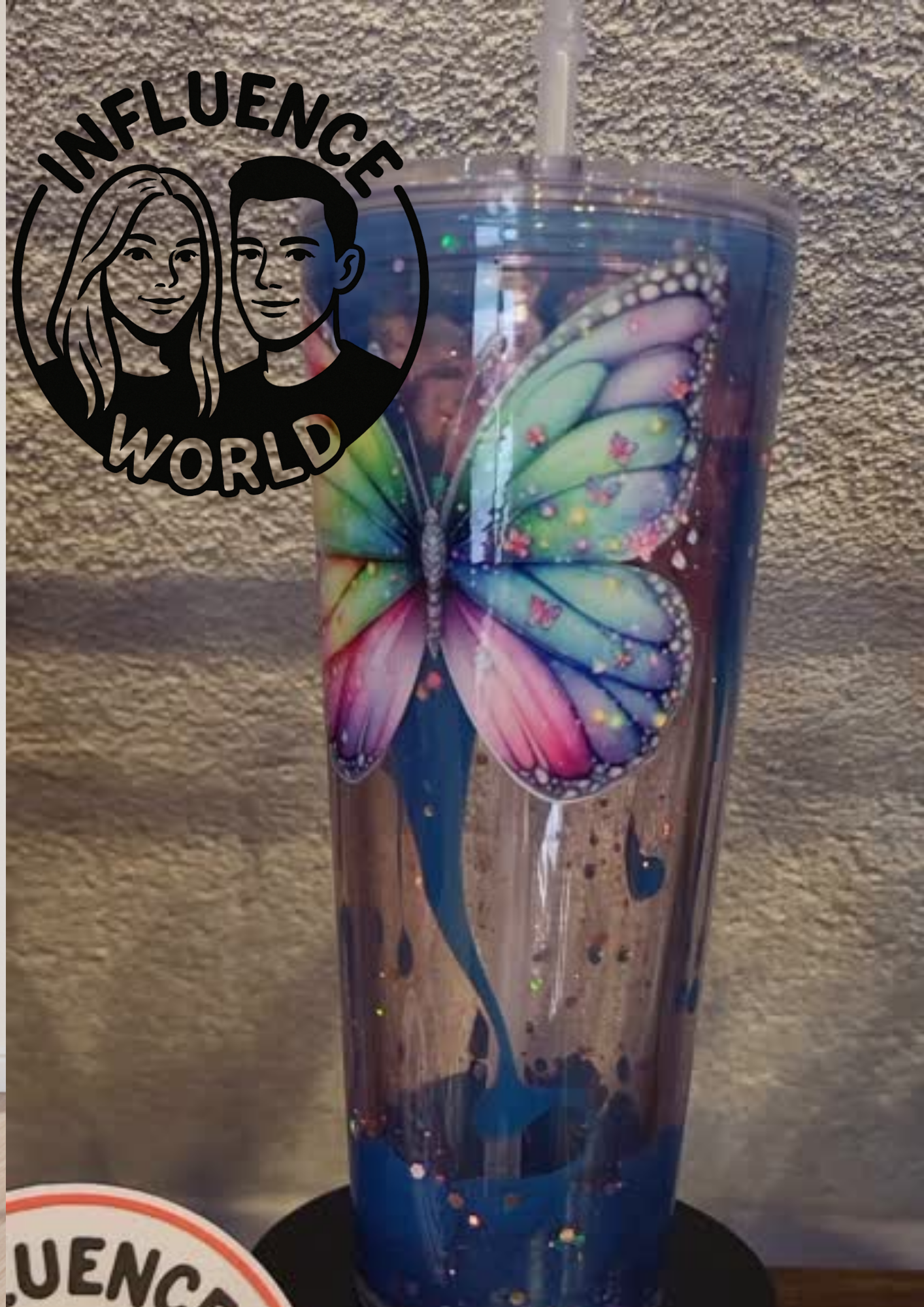 Magischer Regenbogen Schmetterling Becher 24OZ Lava Edition | Boho Floral Tumbler für Frauen & Mädchen | Handgefertigtes Geschenk zum Geburtstag