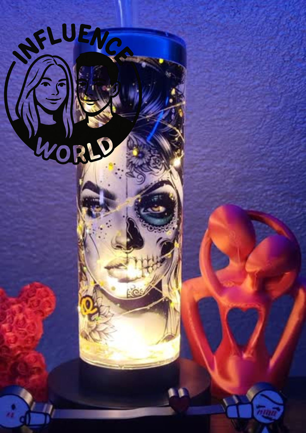 Sonnenschein gemischt mit einem kleinen Hurrikan La Catrina 20 OZ Thermobecher Licht Subli Glitzer
