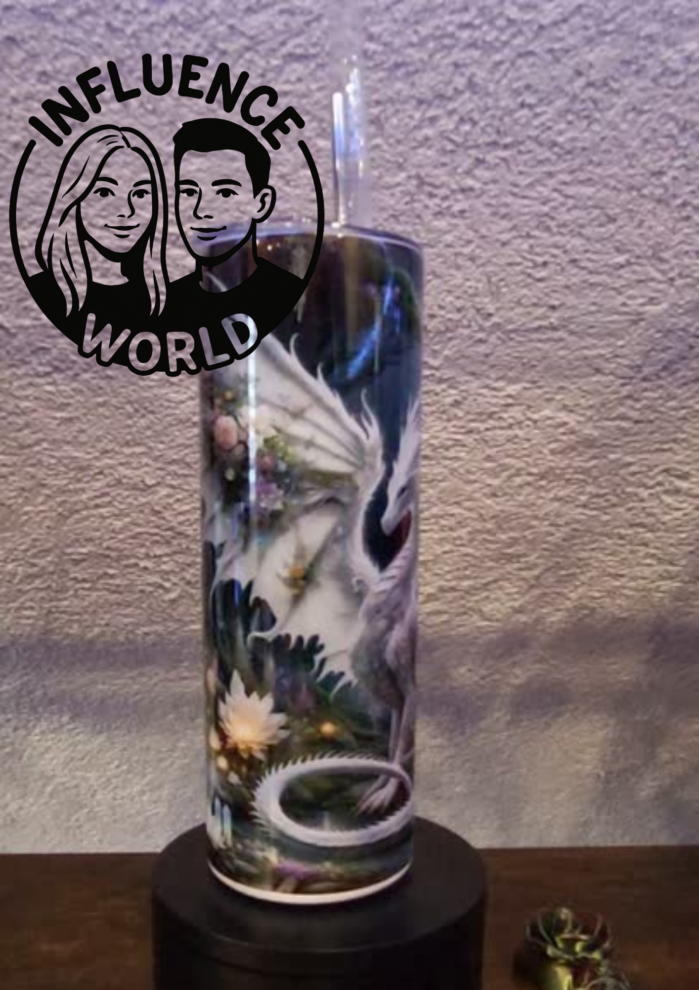20 OZ sublimierter Tumbler Alubecher für Warm und Kaltgetränke Motiv Weisser Drache
