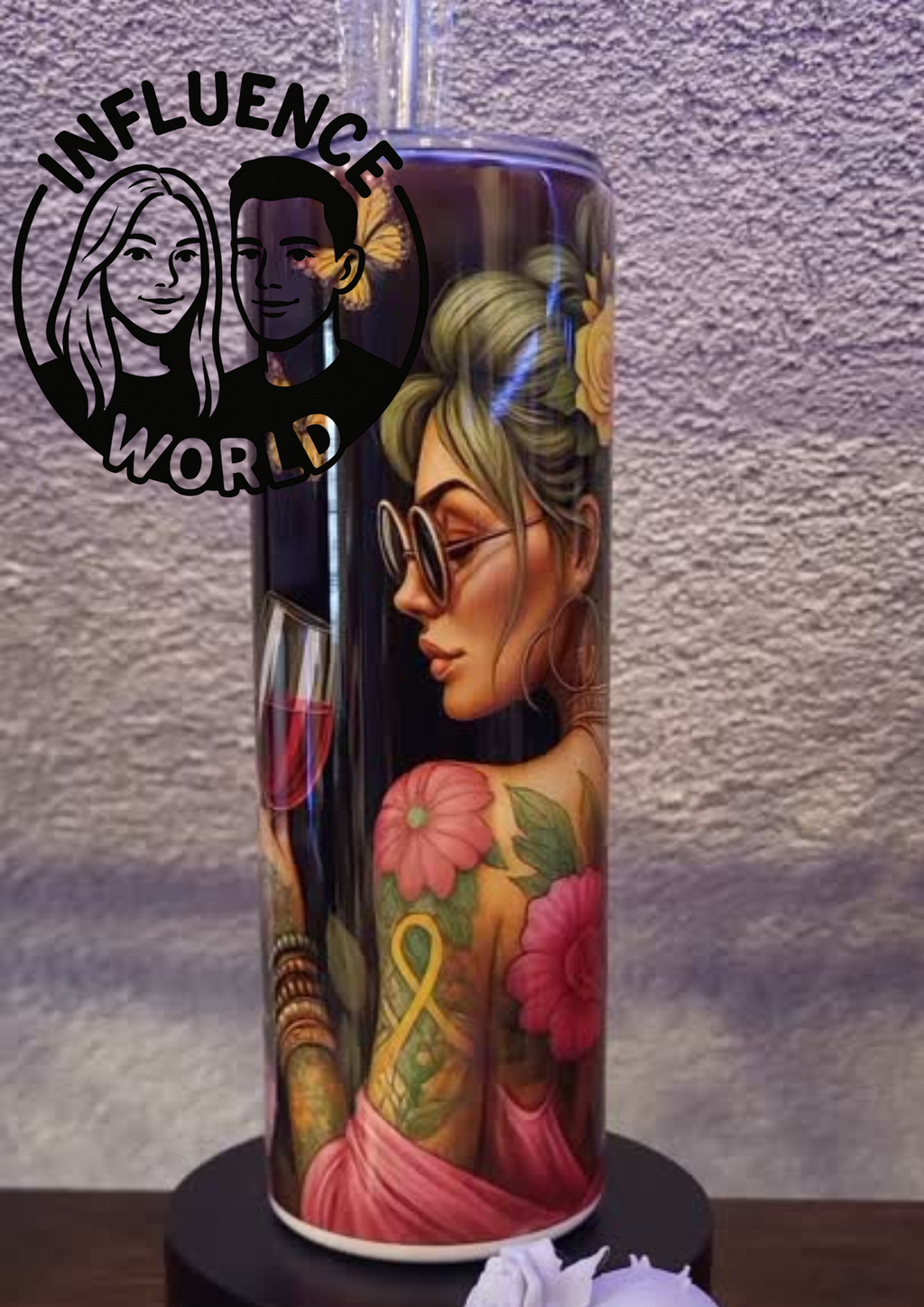 20 OZ sublimierter Tumbler Alubecher für Warm und Kaltgetränke Motiv Weinglas Chicka