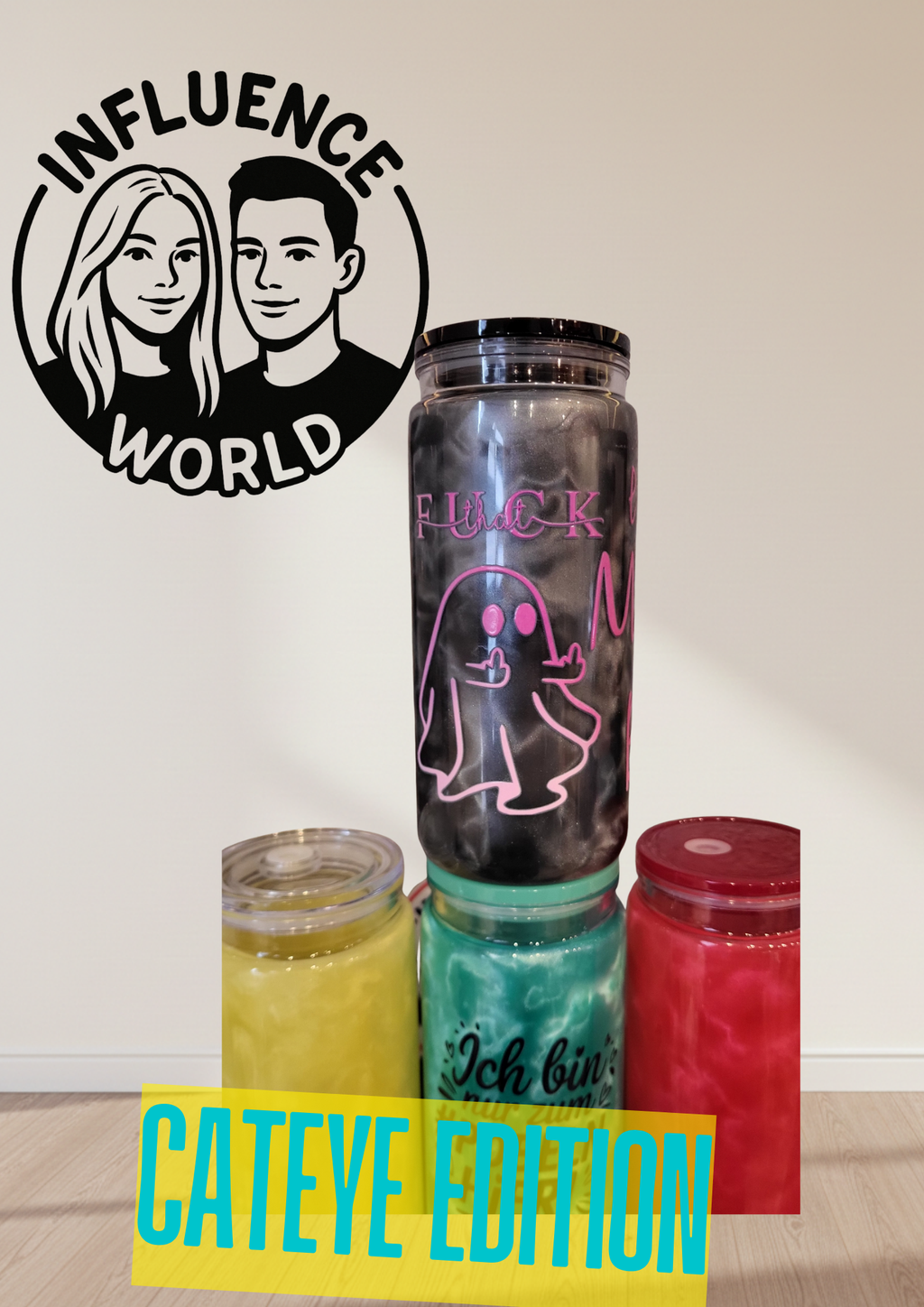 Cateye Edition mit Motiv möglich 20oz Snowglobetumbler Unikat