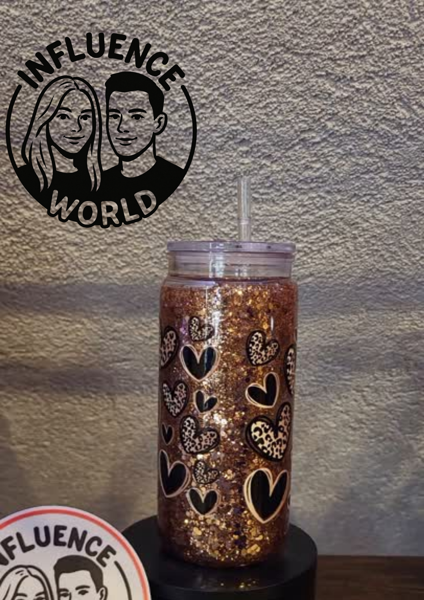 Wild & Glamorous: Leo-Herz Glitzerbecher | 20 oz Snowglobe Shaker Gold