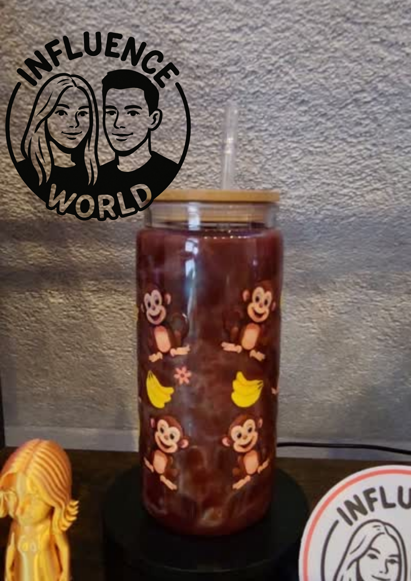 Cateye Edition Monkey Motiv 20oz Snowglobetumbler Unikat