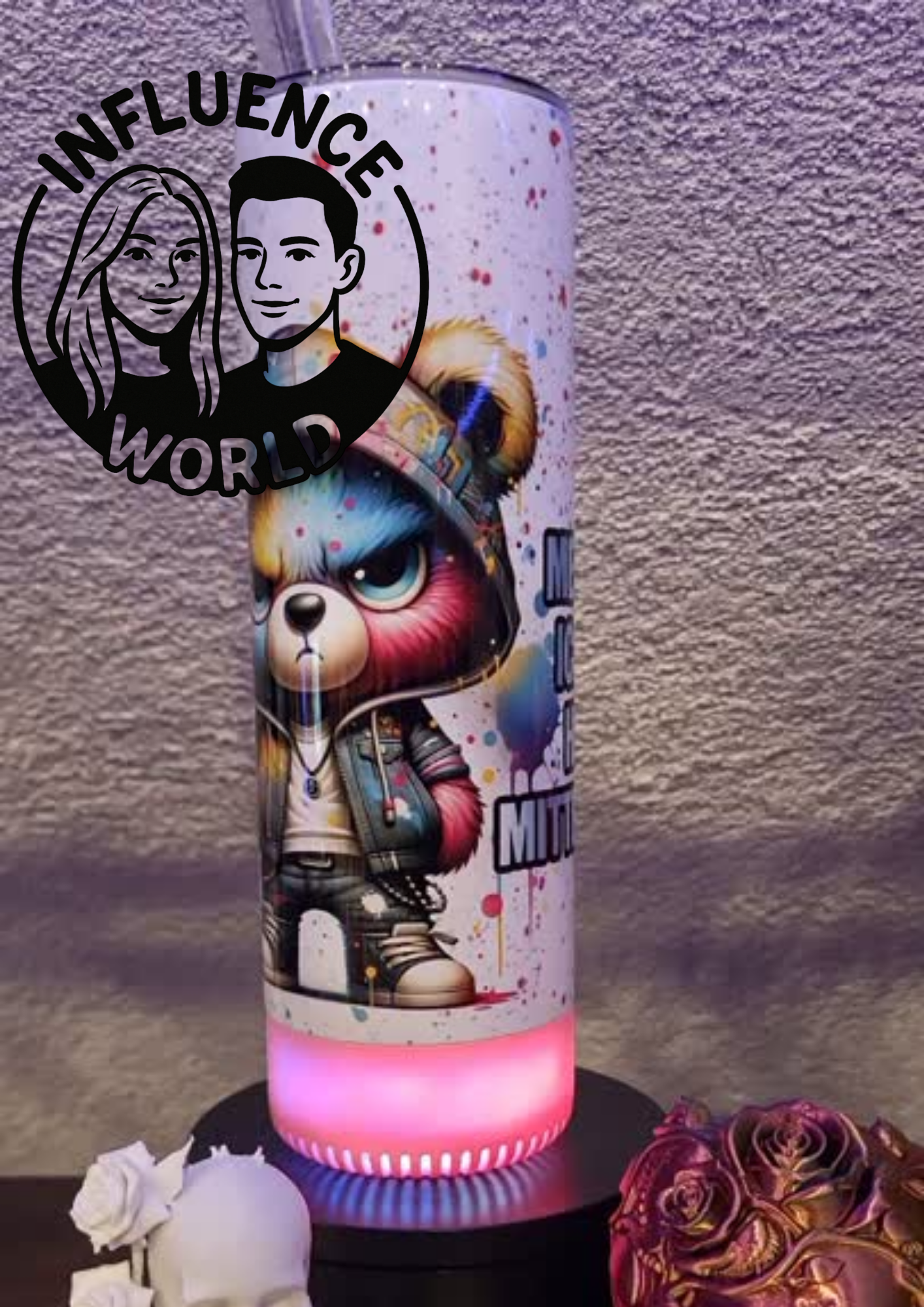 20 OZ sublimierter Tumbler Alubecher MIT SOUNDBOX für Warm und Kaltgetränke Motiv Mittelfingerisch