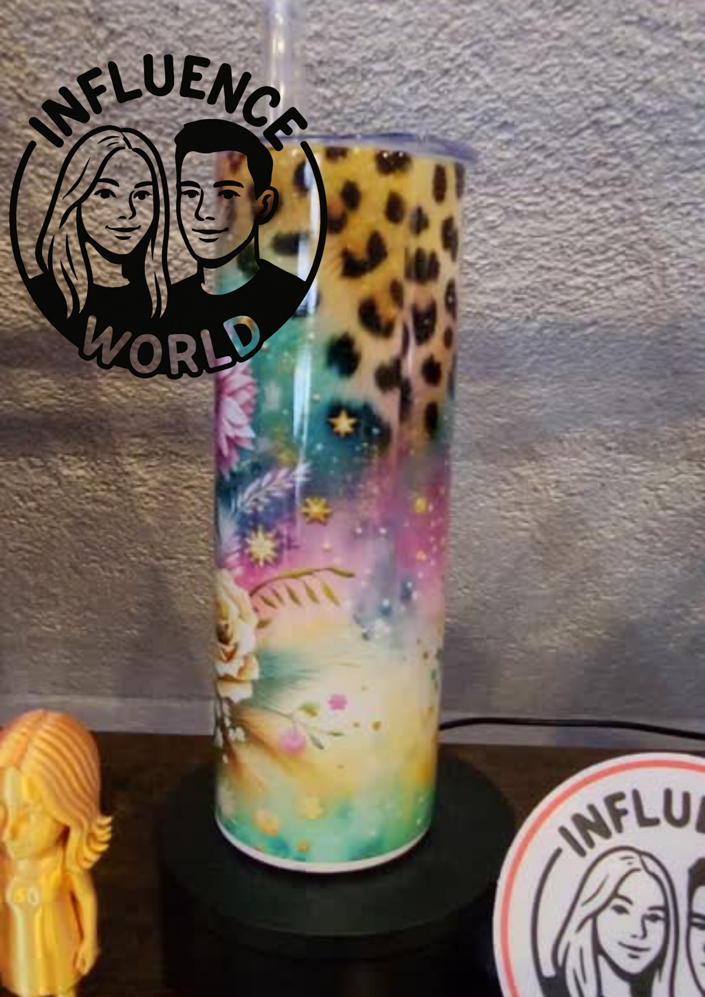20 OZ sublimierter Tumbler Alubecher für Warm und Kaltgetränke Motiv Totenkopf Leo Print