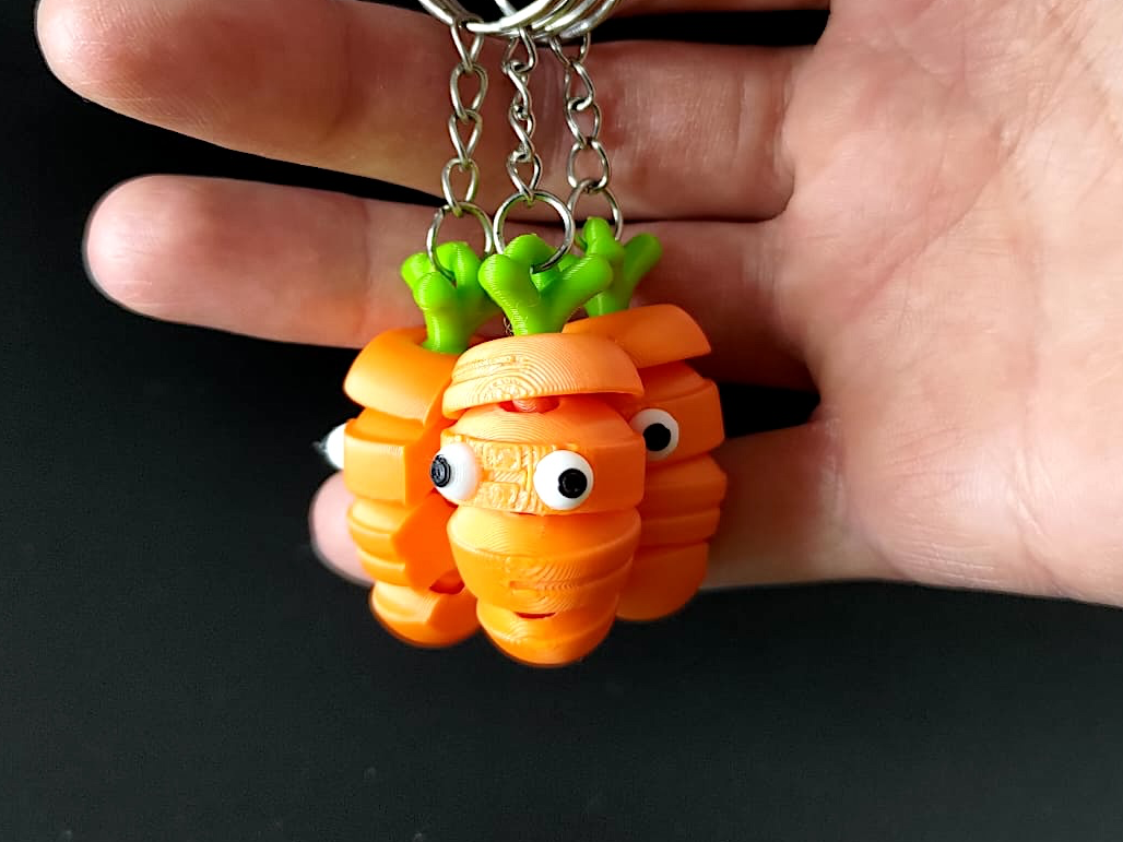 🥕 Zappel-Karotte "Karl" – Der bewegliche 3D-Druck Schlüsselanhänger