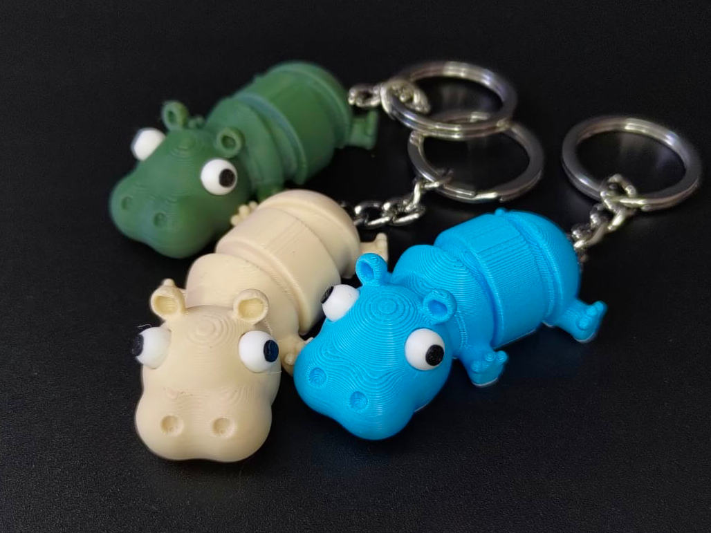 🦛 "Hungry Hippo" Schlüsselanhänger – Dein beweglicher 3D-Nilpferd-Freund
