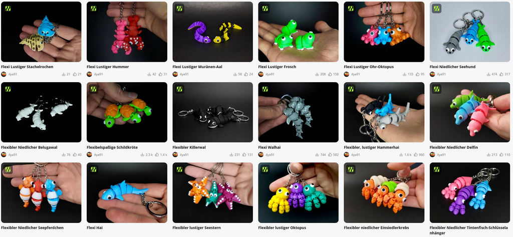 🐾 Deine tierischen Begleiter für die Hosentasche – Flexible 3D-Articulated Schlüsselanhänger